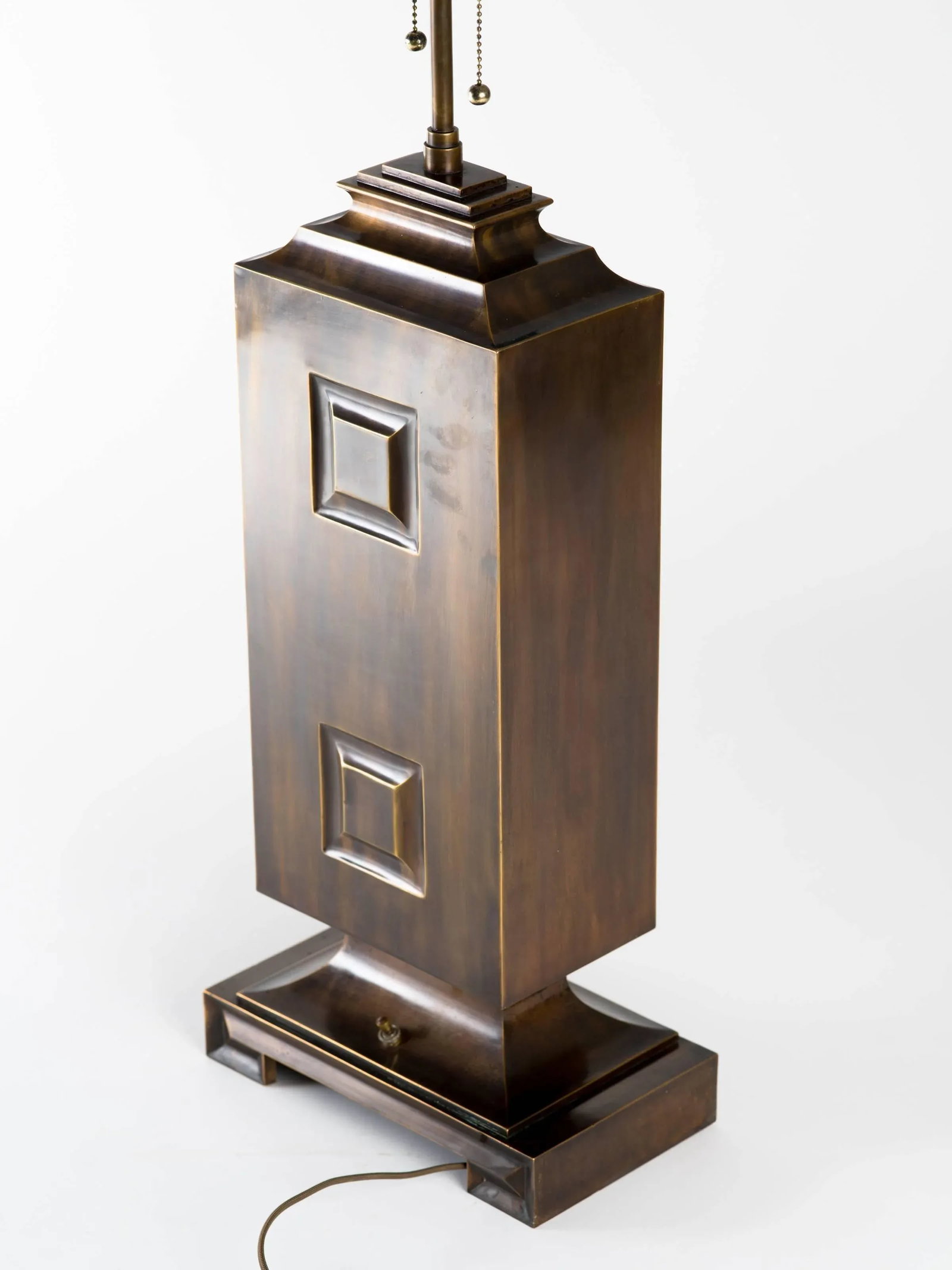Monumental Patinated Brass Hollywood Regency Lamp - 4