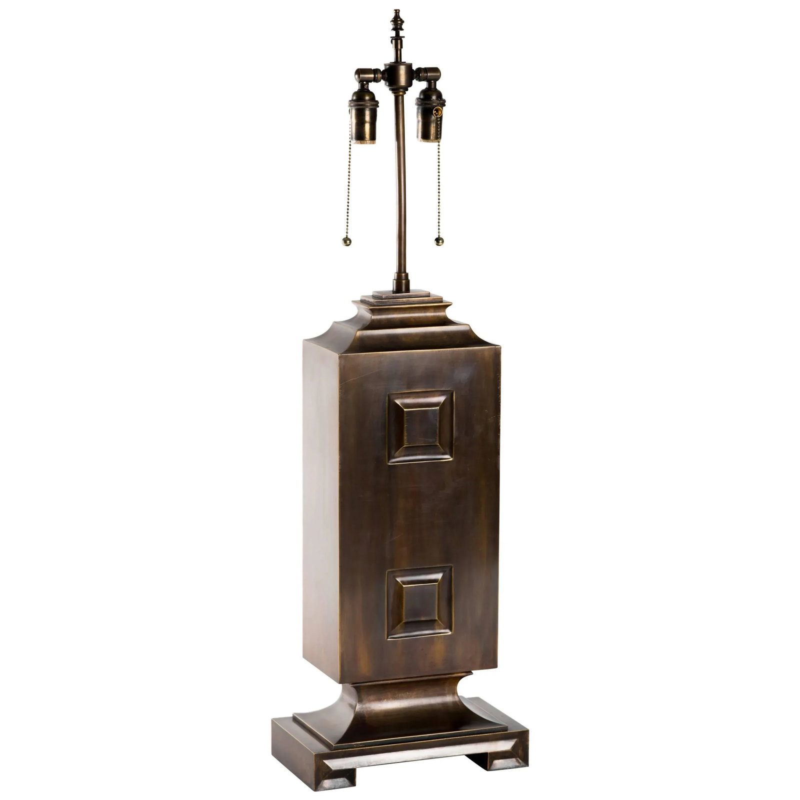 Monumental Patinated Brass Hollywood Regency Lamp - 7
