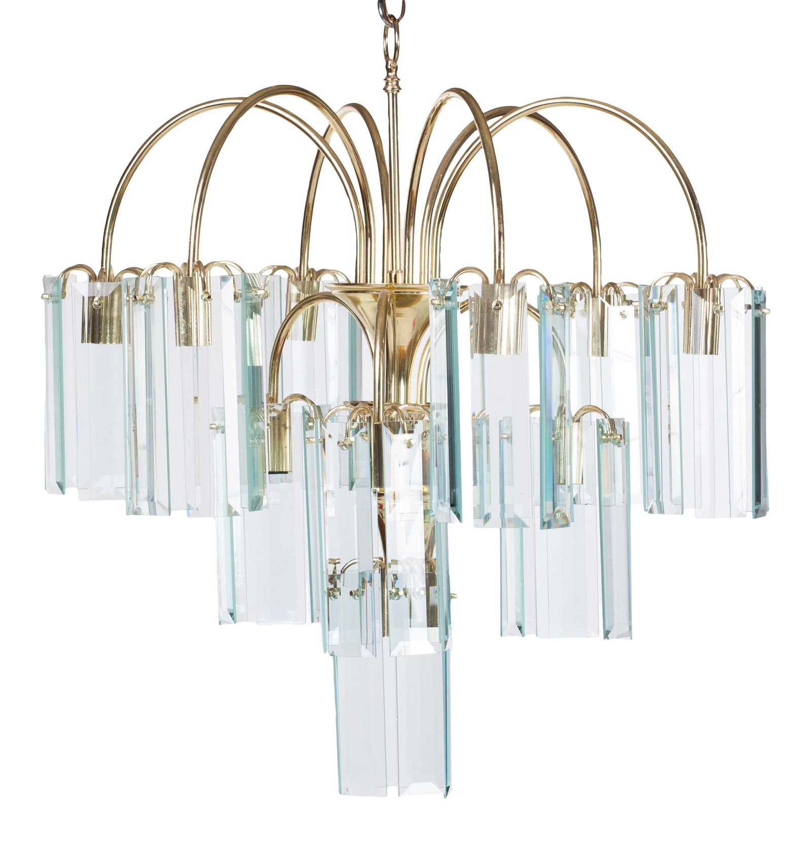 Waterfall Beveled Glass and Brass Chandelier (1 of 6)