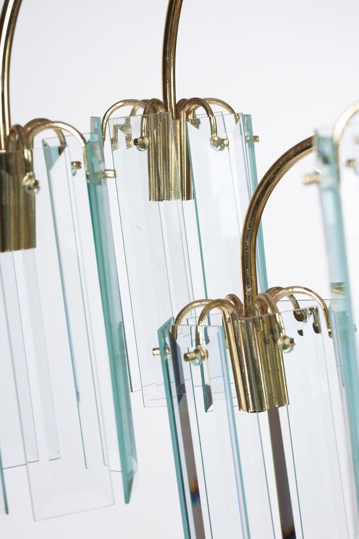 Waterfall Beveled Glass and Brass Chandelier - 3