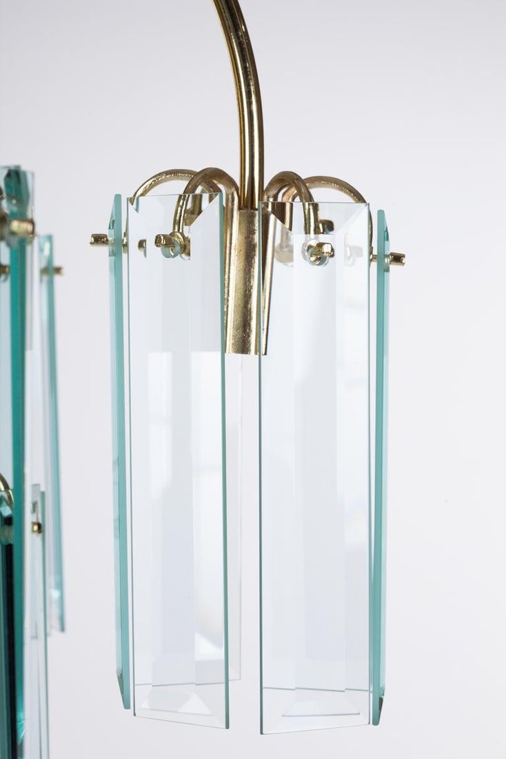 Waterfall Beveled Glass and Brass Chandelier - 4
