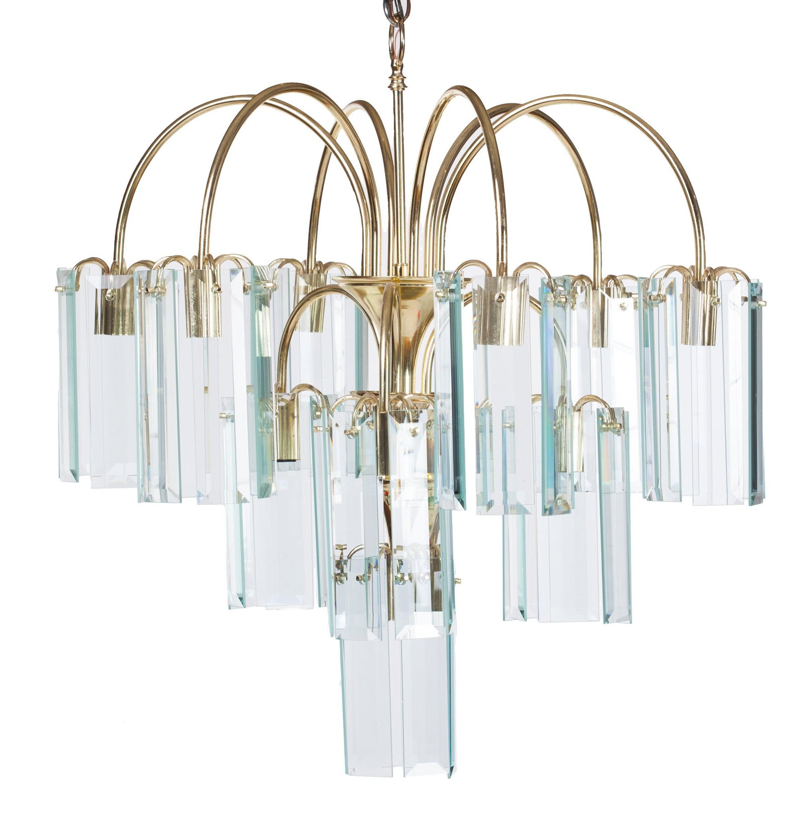 Waterfall Beveled Glass and Brass Chandelier - 6