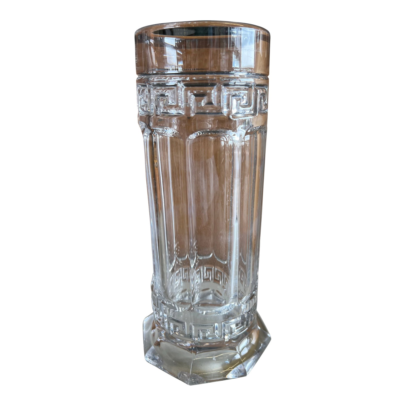 1912 Crystal Glass Grecian Border Greek Key Vase by Heisey (1 of 6)