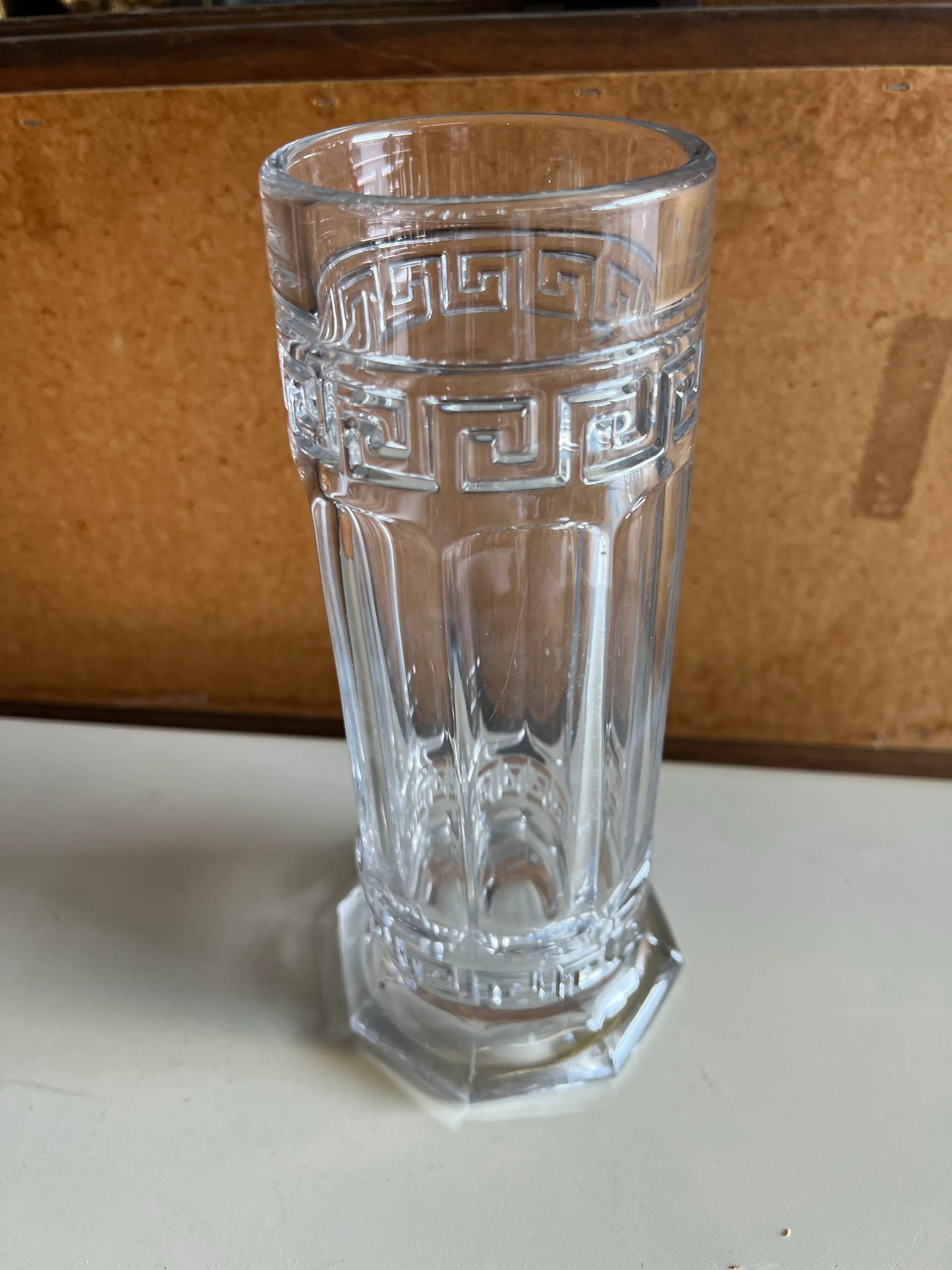 1912 Crystal Glass Grecian Border Greek Key Vase by Heisey - 2