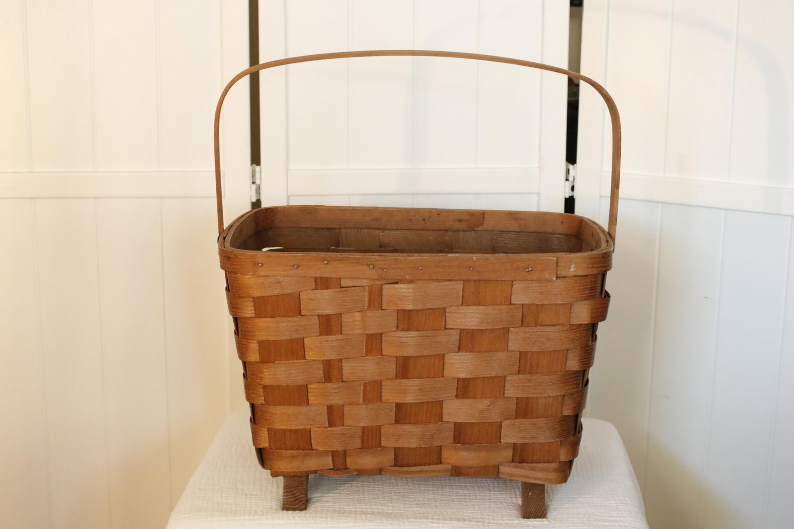 Antique White Oak Large Gathering Basket Handcrafted in Vermont by Basketville - 3
