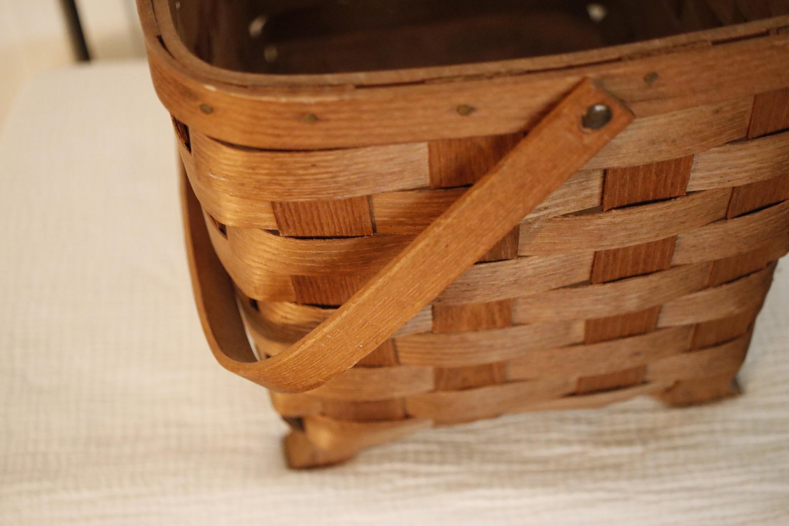 Antique White Oak Large Gathering Basket Handcrafted in Vermont by Basketville - 9