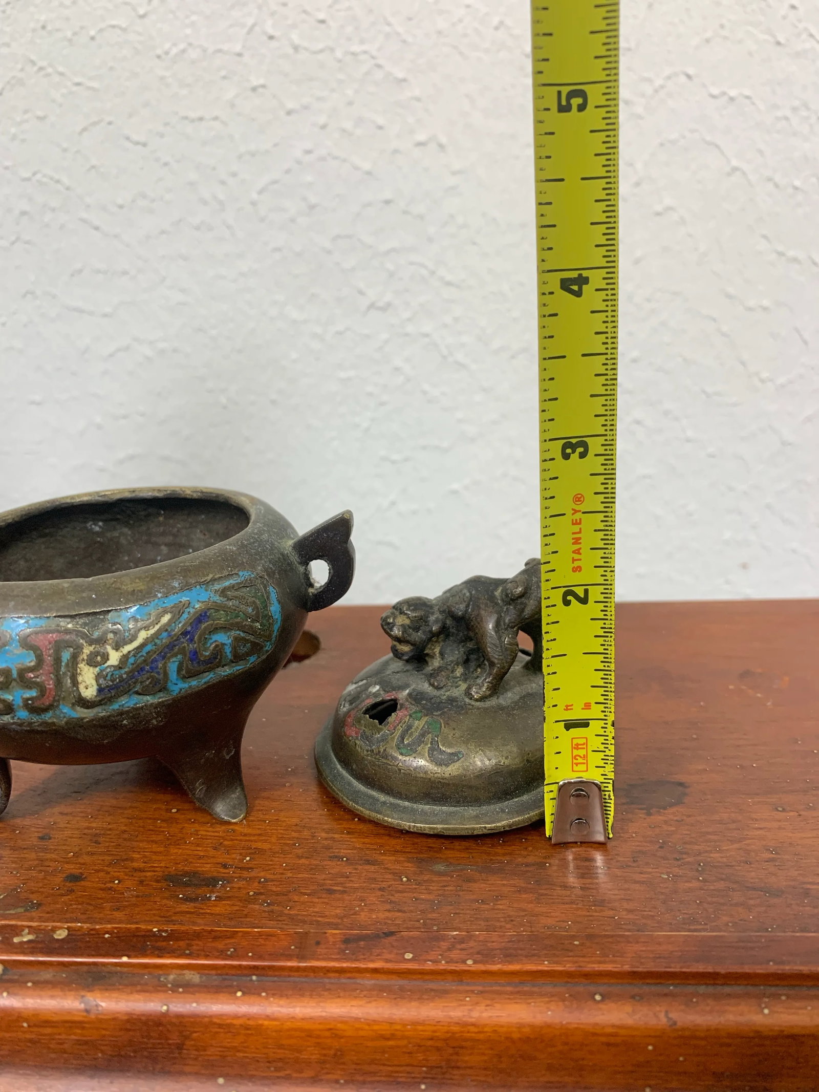 Antique Chinese Bronze Cloisonne Enamel Incense Burner - 10