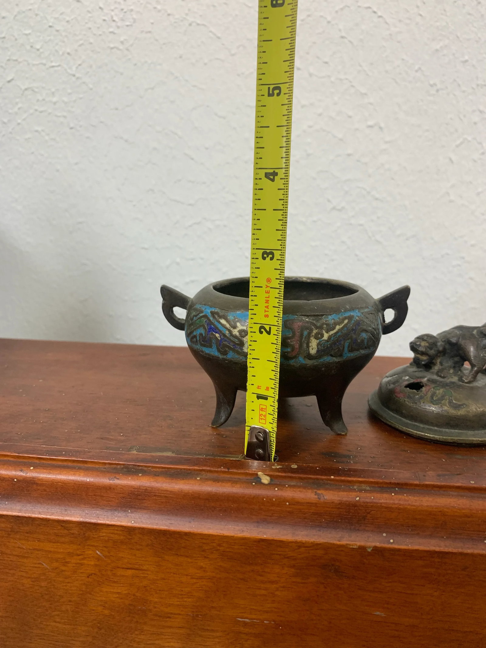 Antique Chinese Bronze Cloisonne Enamel Incense Burner - 11