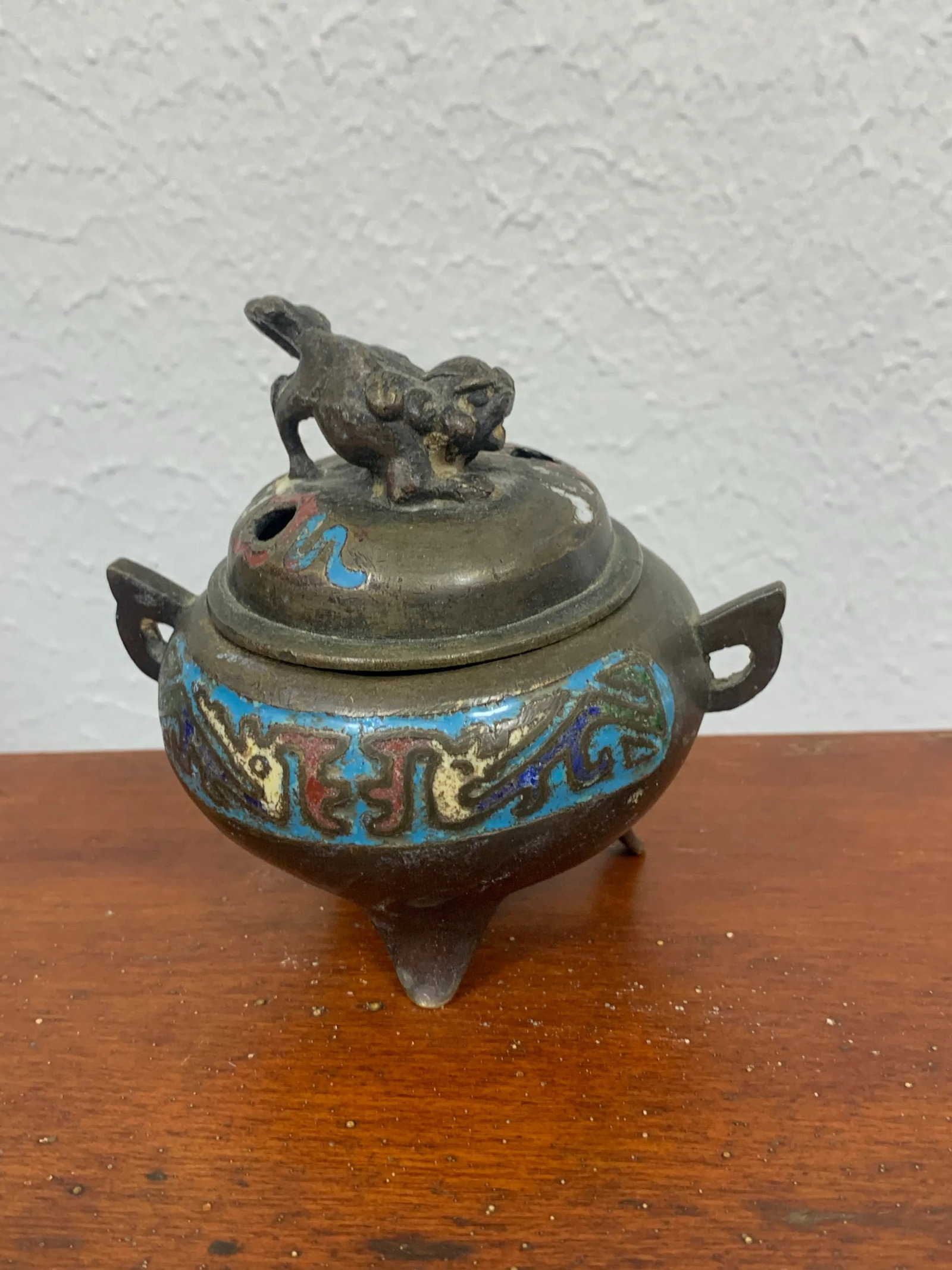 Antique Chinese Bronze Cloisonne Enamel Incense Burner - 2