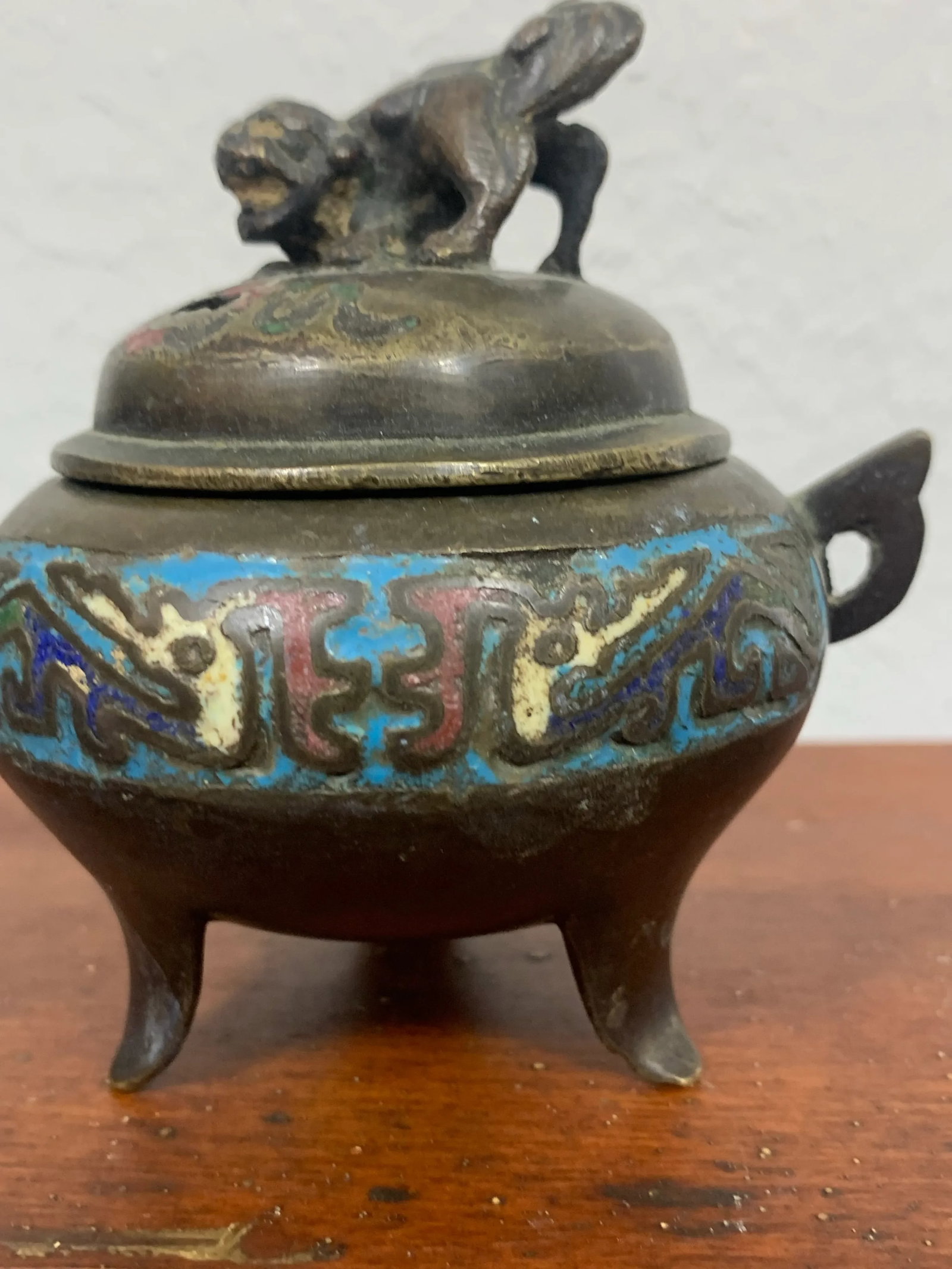 Antique Chinese Bronze Cloisonne Enamel Incense Burner - 3