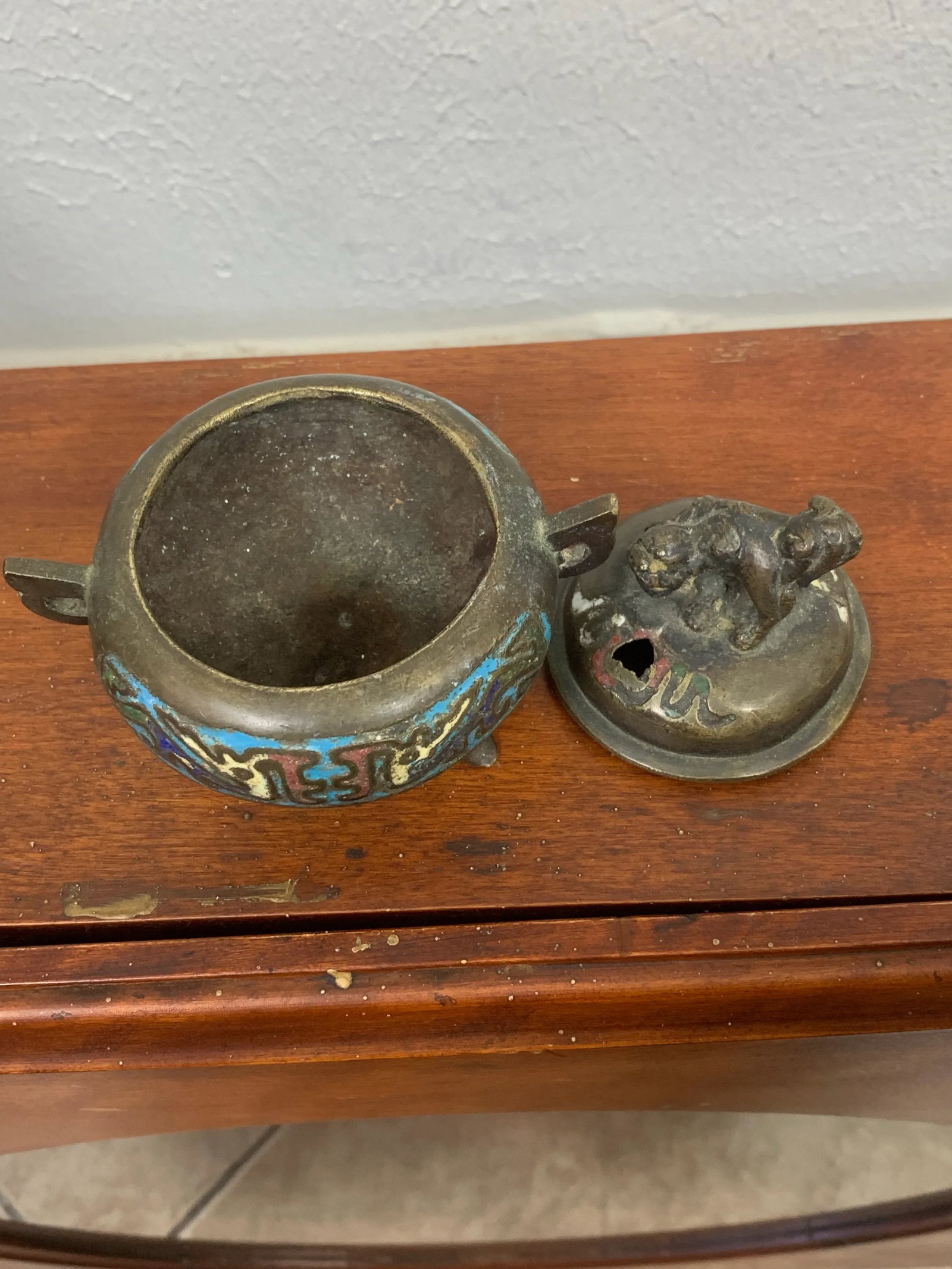 Antique Chinese Bronze Cloisonne Enamel Incense Burner - 6