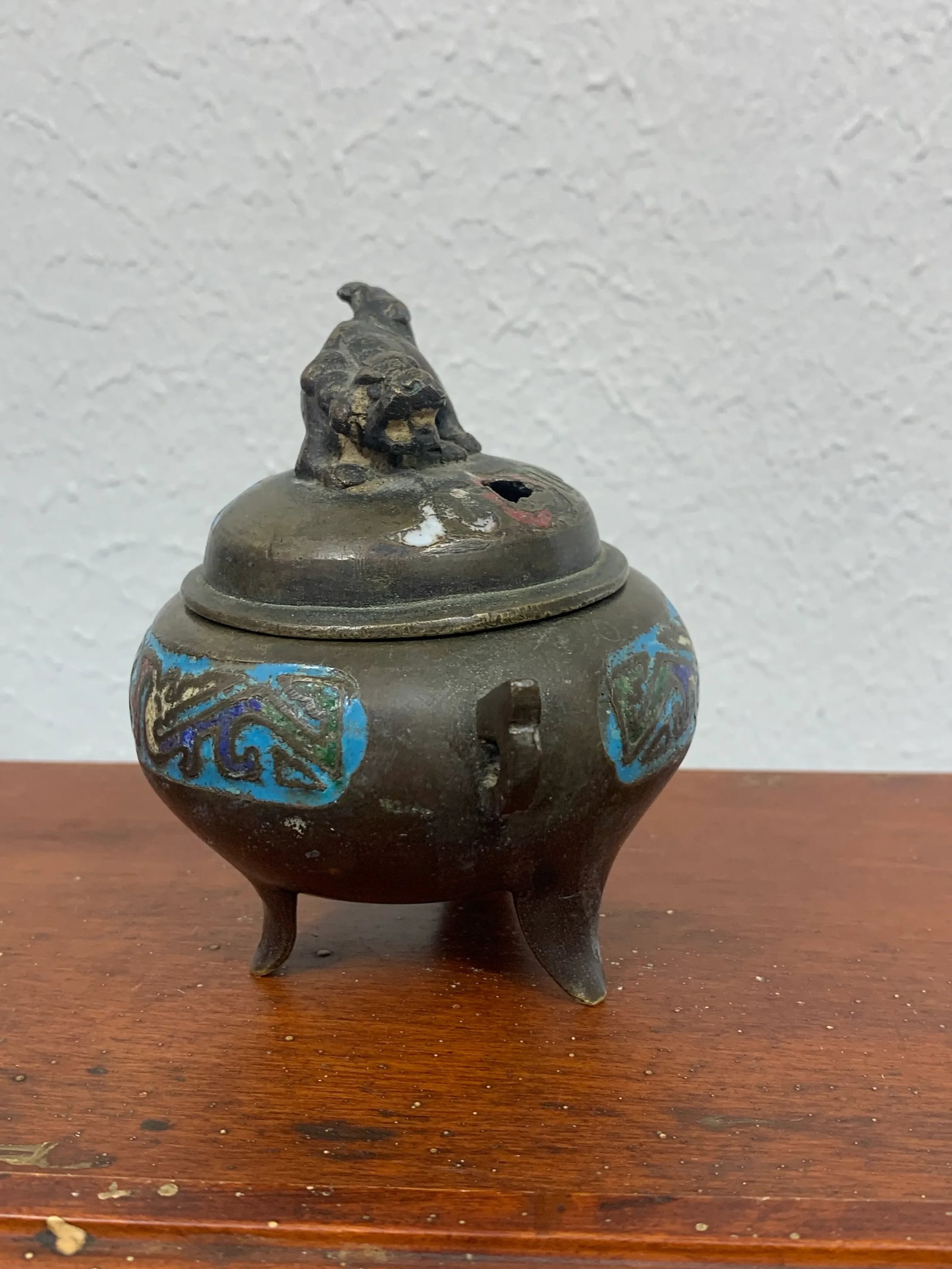 Antique Chinese Bronze Cloisonne Enamel Incense Burner - 7