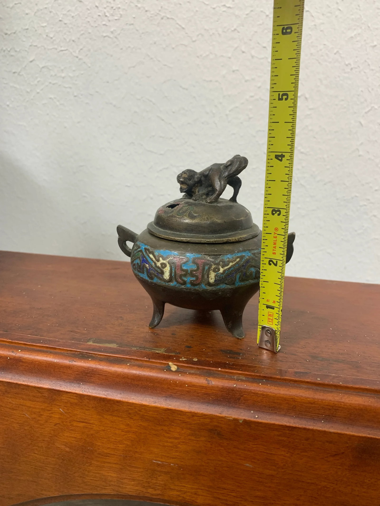 Antique Chinese Bronze Cloisonne Enamel Incense Burner - 8