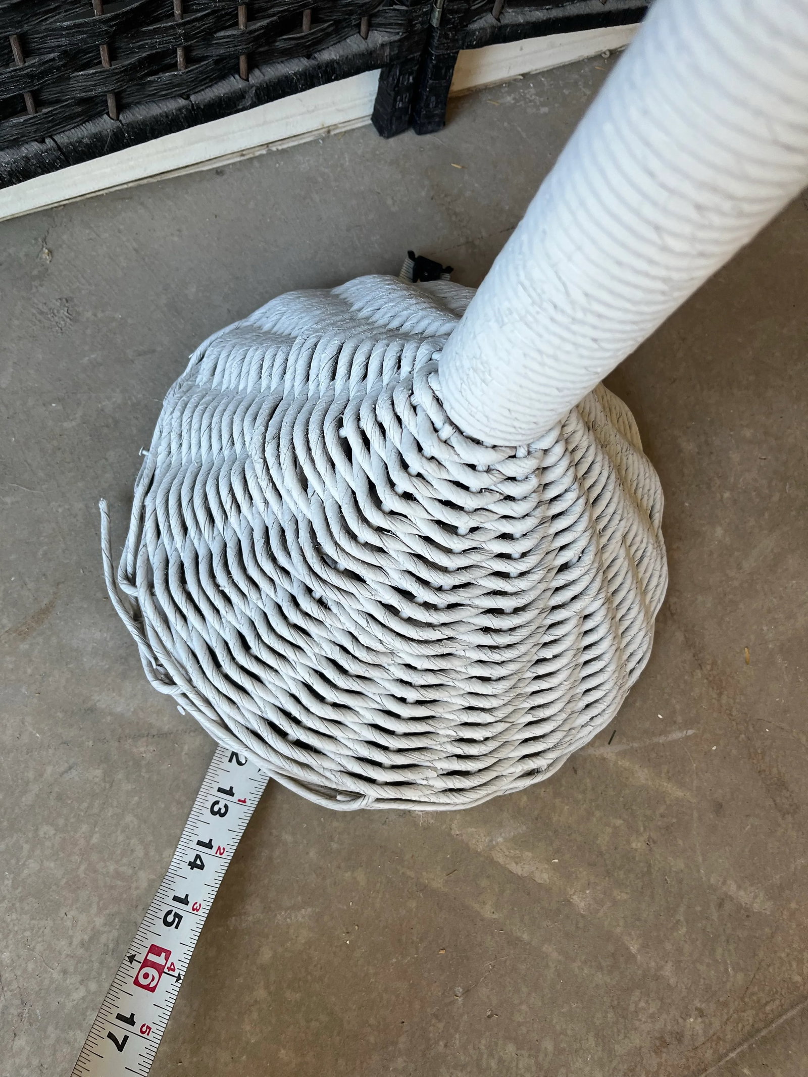 Tall Vintage Mid Century Bohemian White Wicker Trumpet Plant Stand or Planter - 10