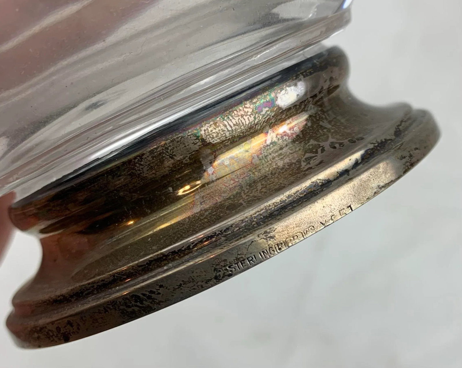 1950s Vintage Crystal and Sterling Base Bowl - 3