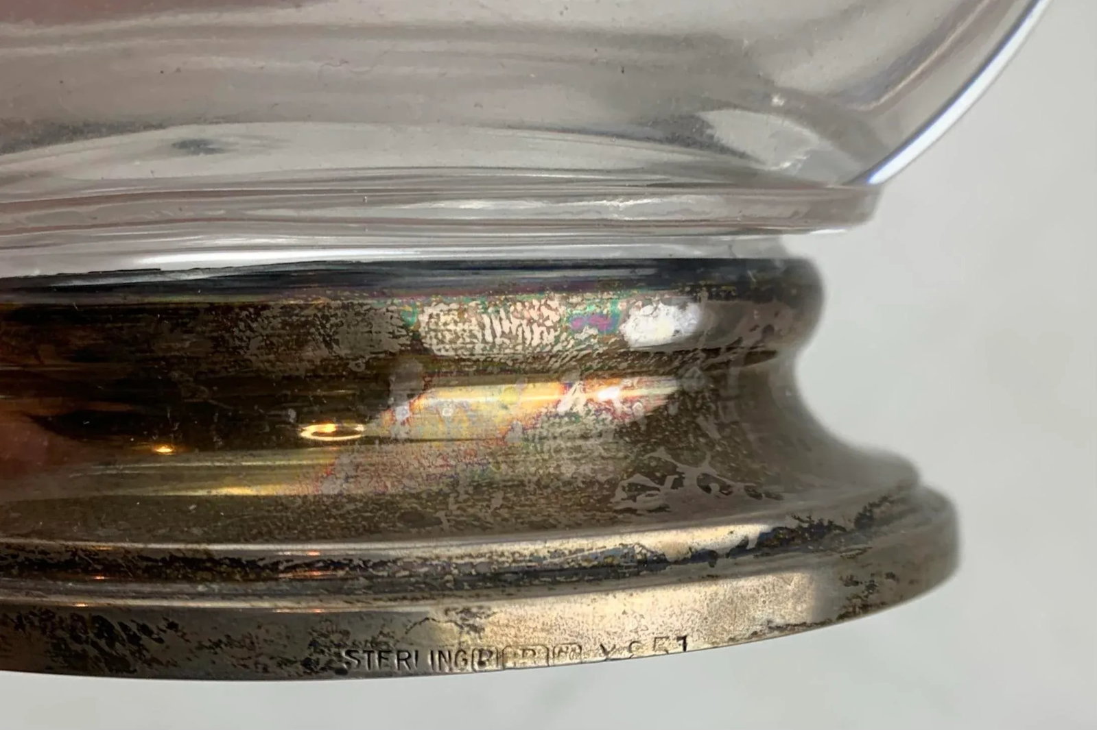 1950s Vintage Crystal and Sterling Base Bowl - 4