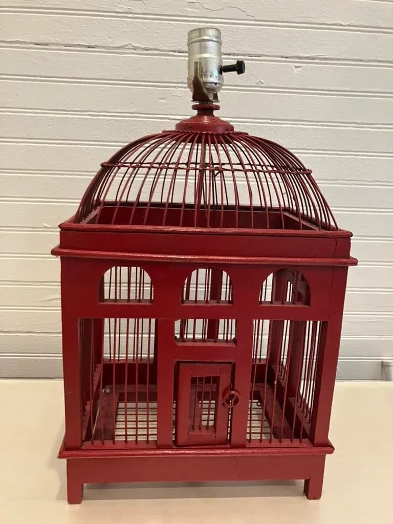 Vintage Red Birdcage Lamp Base, 1960s-1970s - 2
