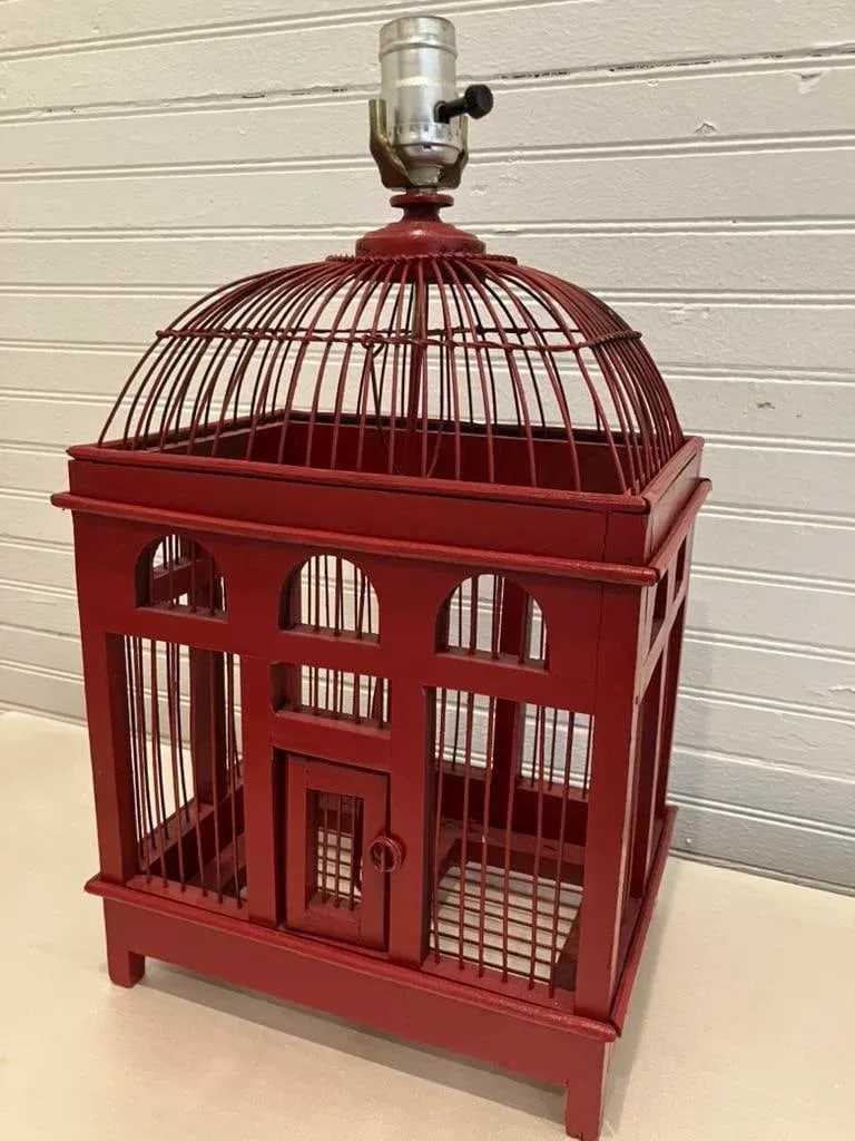 Vintage Red Birdcage Lamp Base, 1960s-1970s - 3