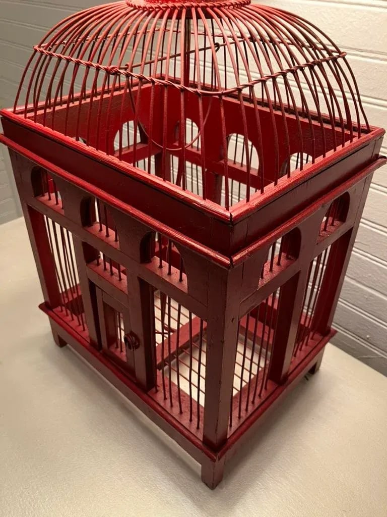 Vintage Red Birdcage Lamp Base, 1960s-1970s - 5