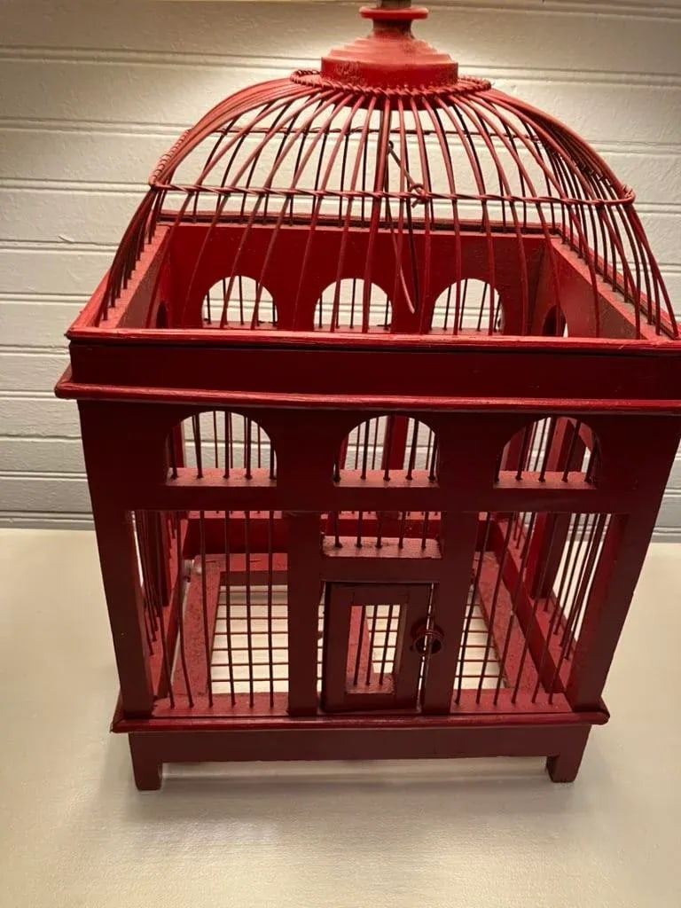 Vintage Red Birdcage Lamp Base, 1960s-1970s - 6