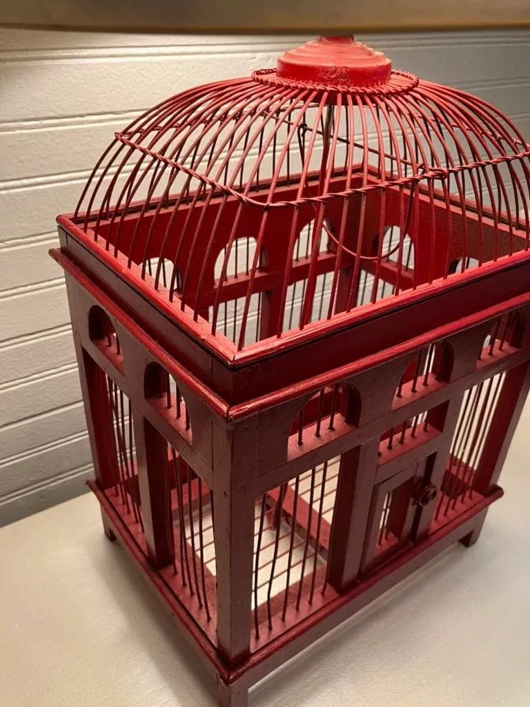 Vintage Red Birdcage Lamp Base, 1960s-1970s - 7