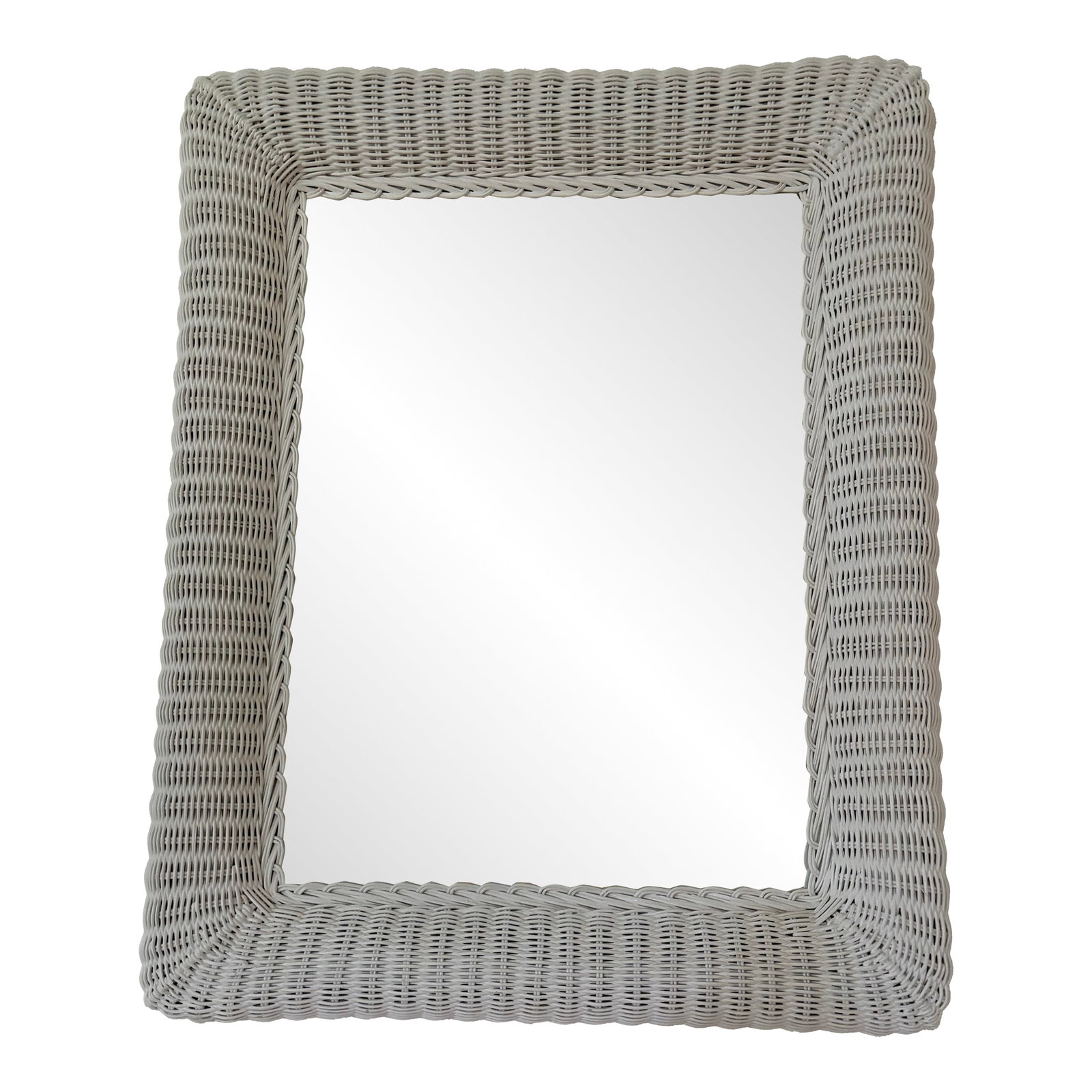 Vintage White Rectangle Wicker Frame Mirror (1 of 11)