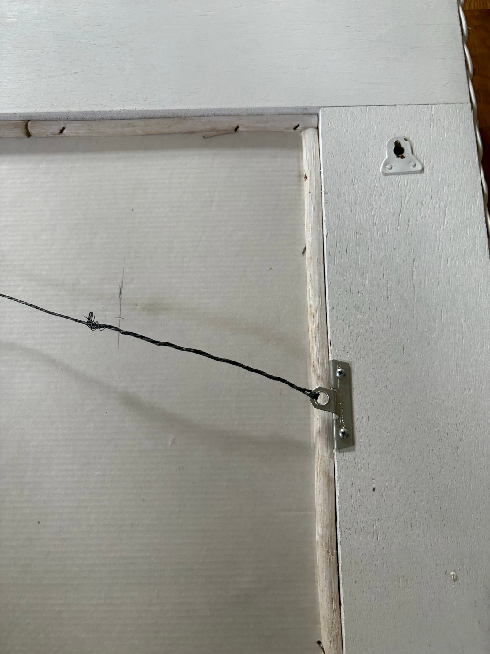 Vintage White Rectangle Wicker Frame Mirror - 8