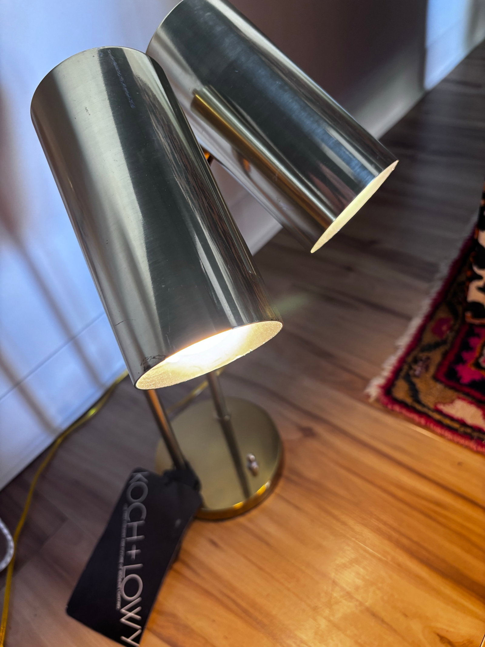 1960s Koch & Lowy Double Arm Brass Desk Lamp - 4