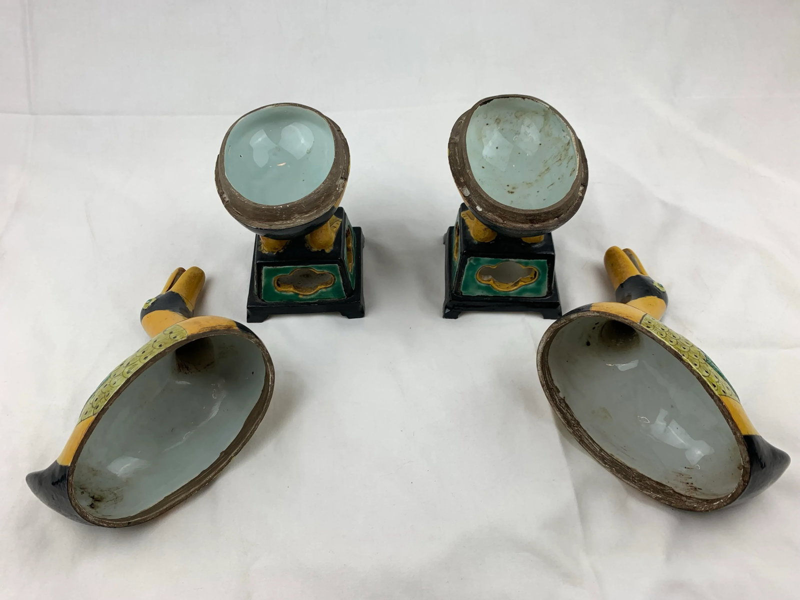 Vintage Artisan Clay Duck Urns, Set of 2 - 2