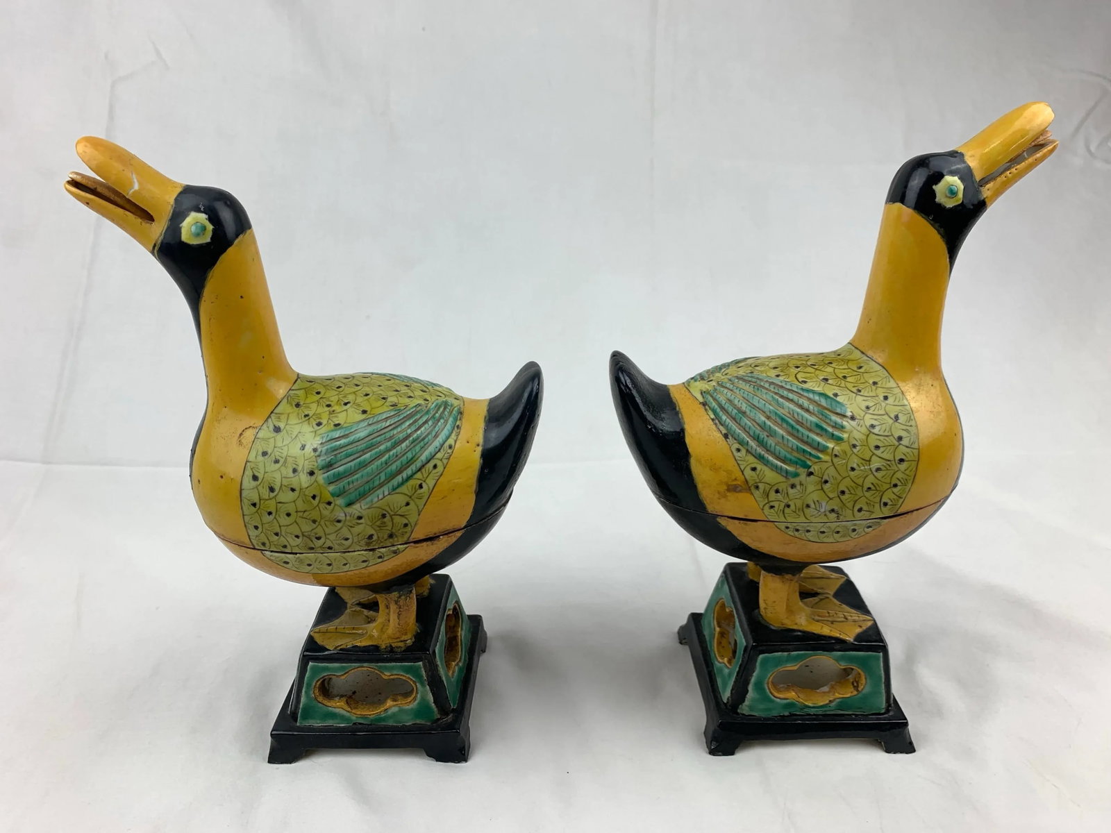 Vintage Artisan Clay Duck Urns, Set of 2 - 4