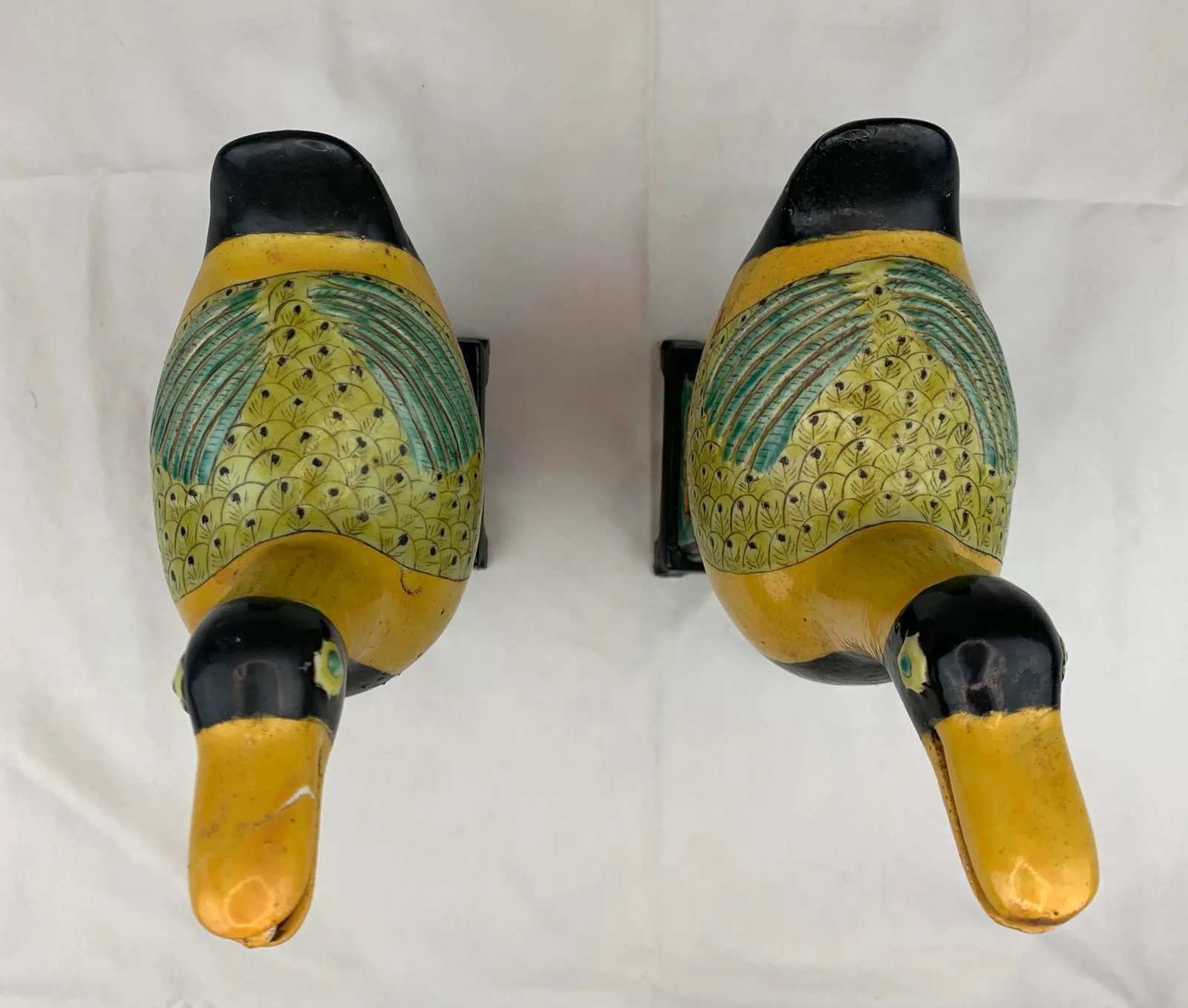 Vintage Artisan Clay Duck Urns, Set of 2 - 7