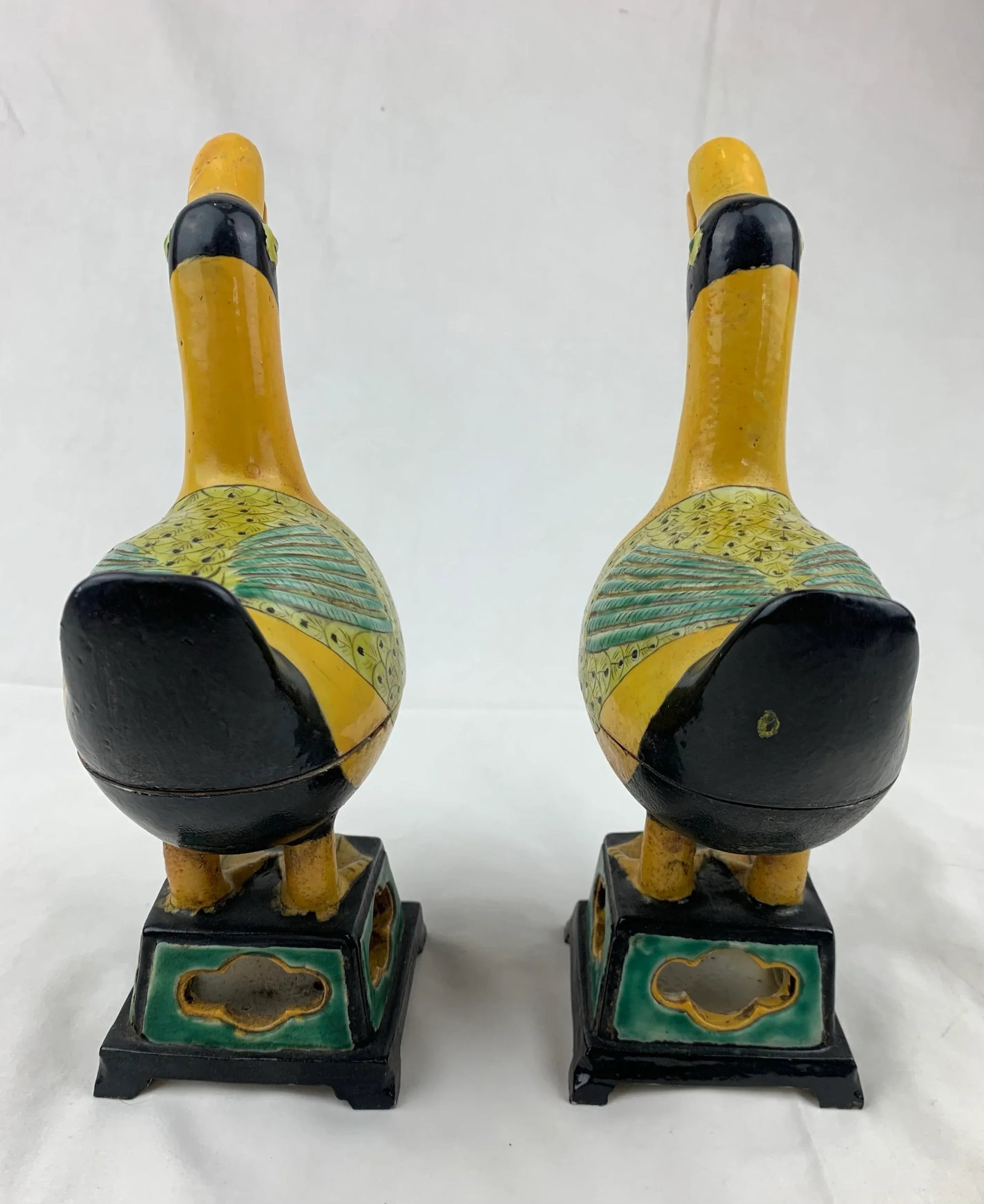 Vintage Artisan Clay Duck Urns, Set of 2 - 8
