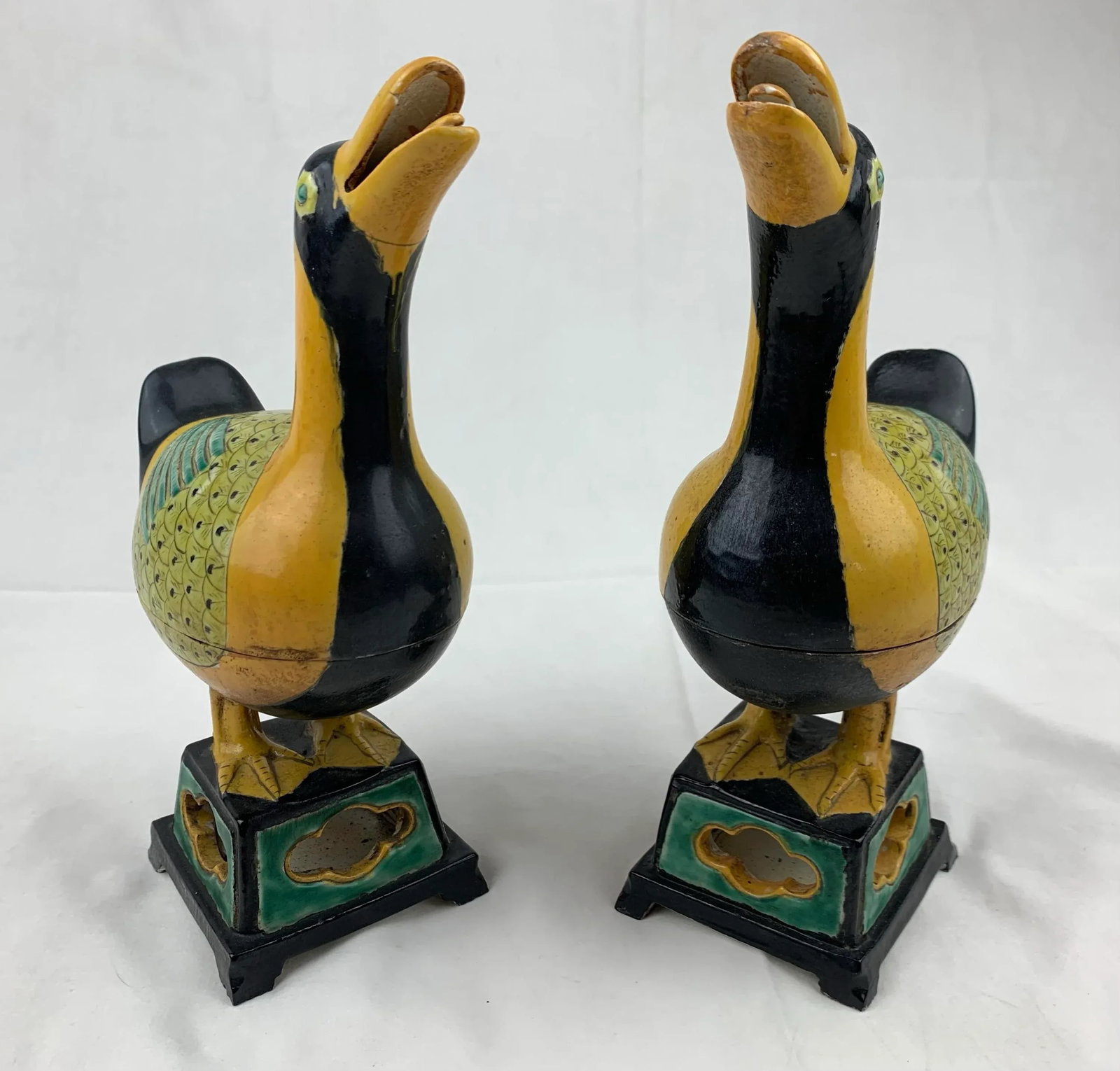 Vintage Artisan Clay Duck Urns, Set of 2 - 9
