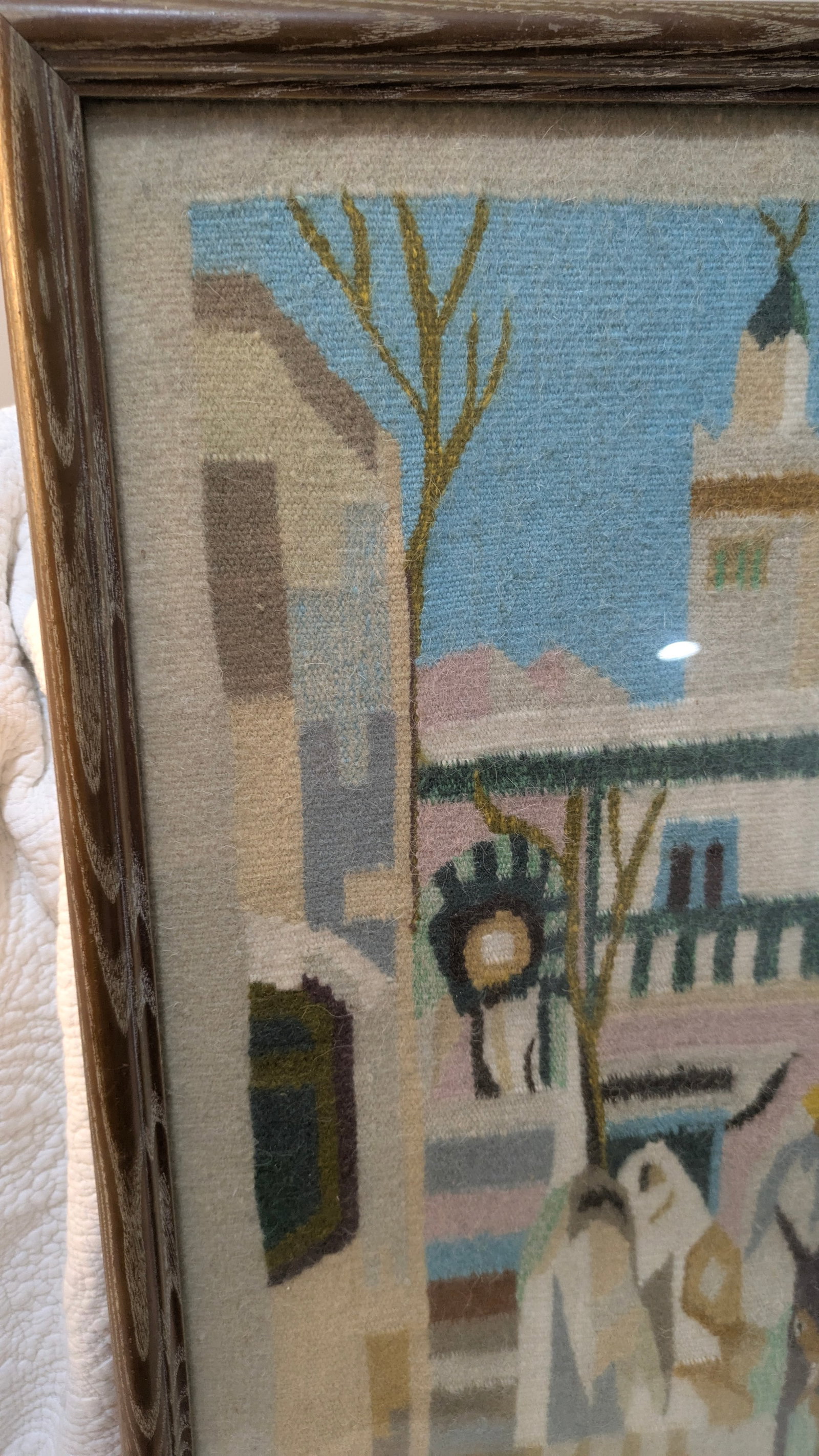 Vintage Framed Mid-Century South American Andean Village Woven Textile Art - 2