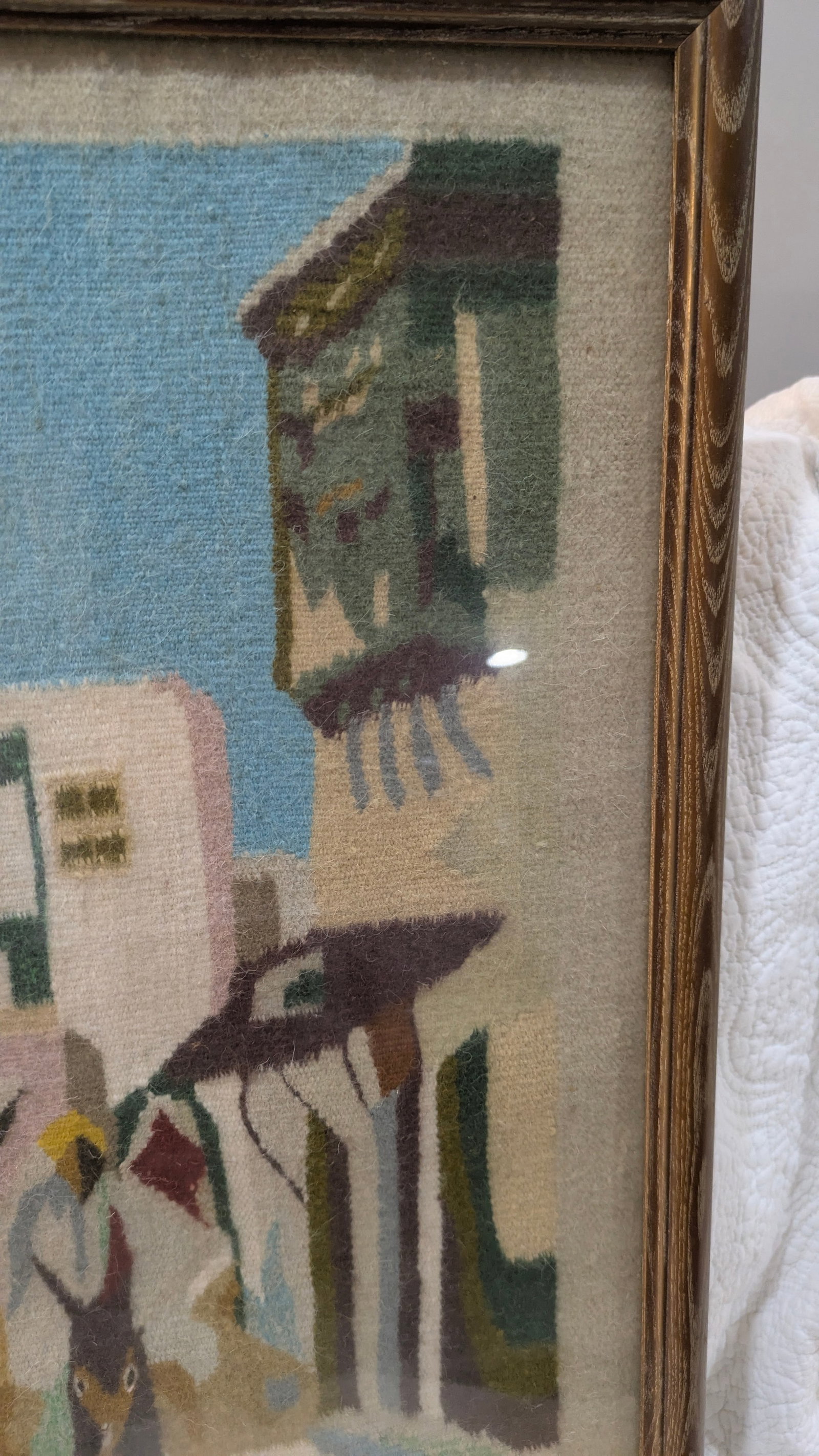Vintage Framed Mid-Century South American Andean Village Woven Textile Art - 4