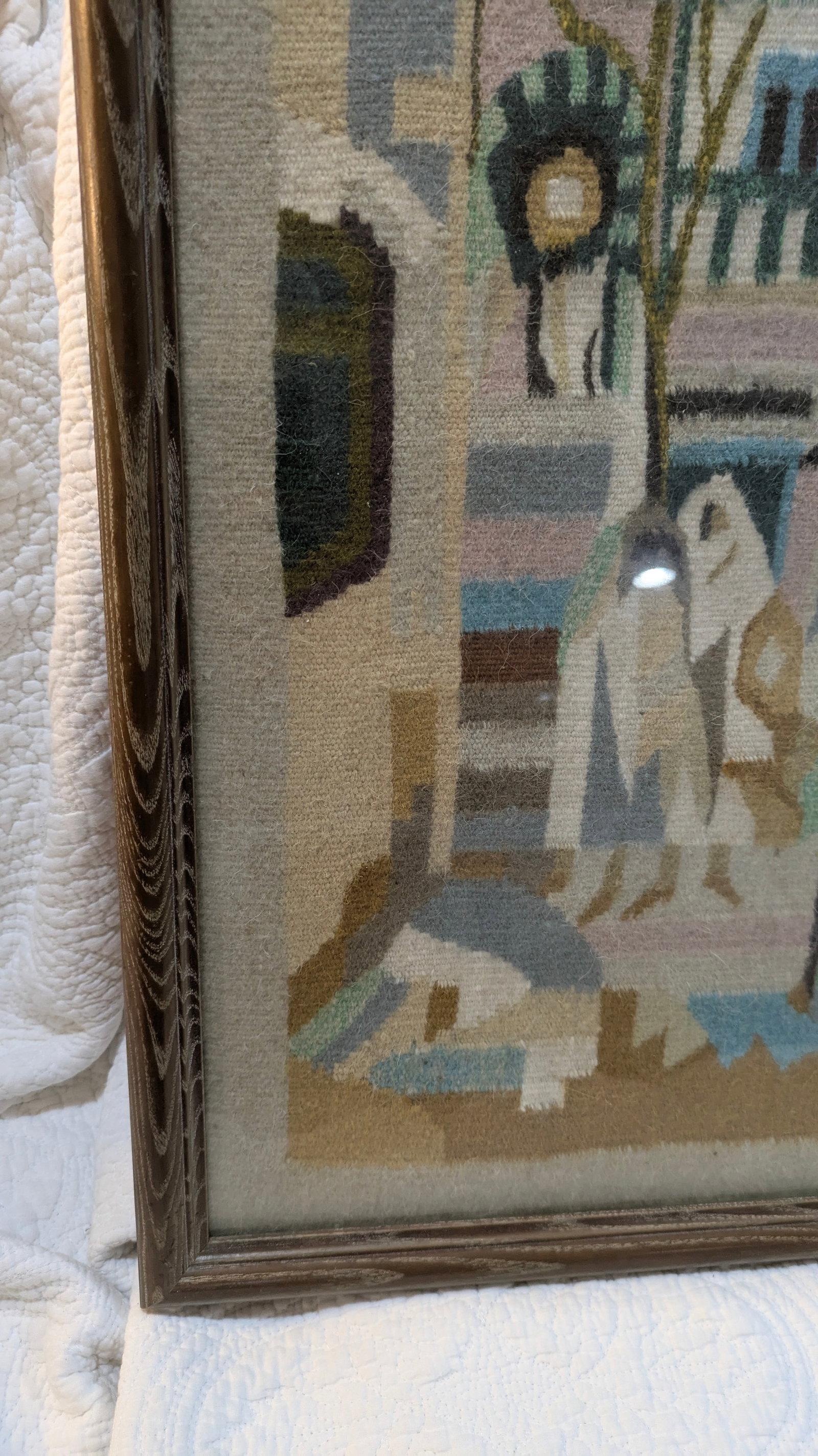 Vintage Framed Mid-Century South American Andean Village Woven Textile Art - 5