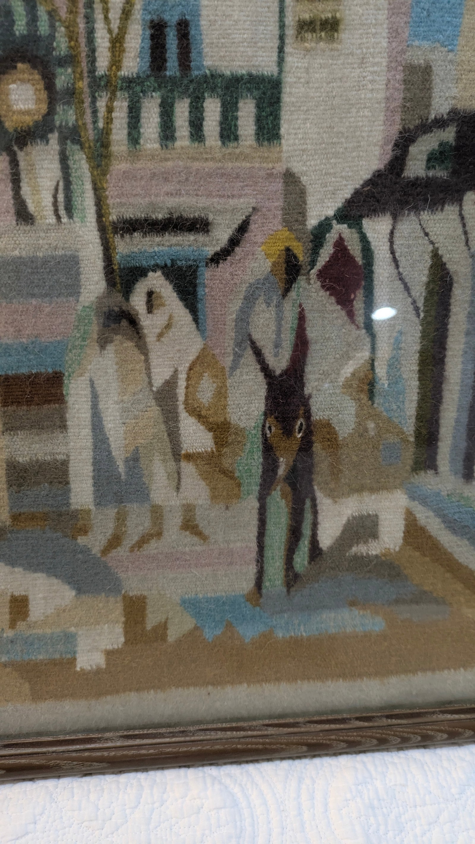Vintage Framed Mid-Century South American Andean Village Woven Textile Art - 6