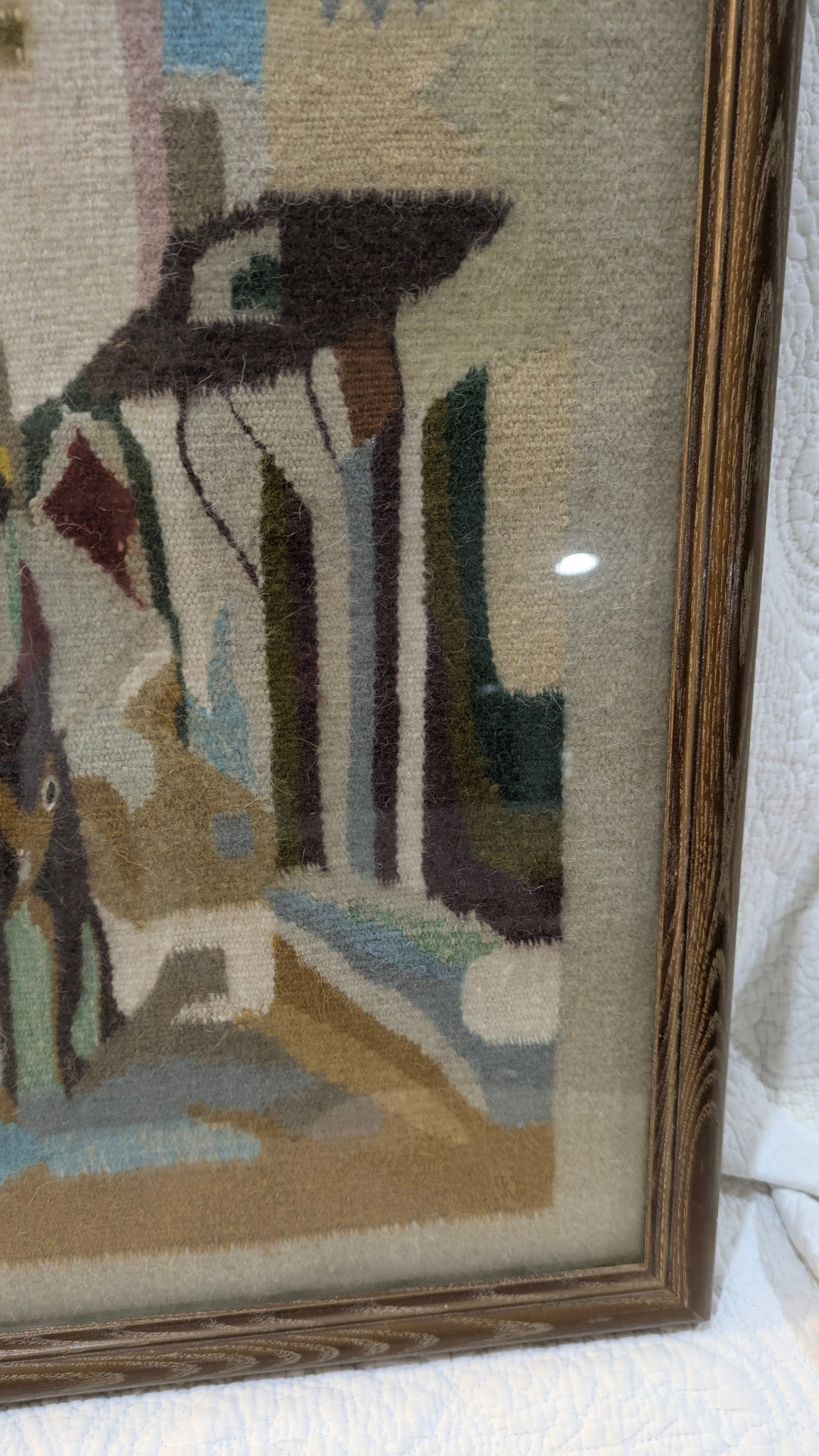 Vintage Framed Mid-Century South American Andean Village Woven Textile Art - 7