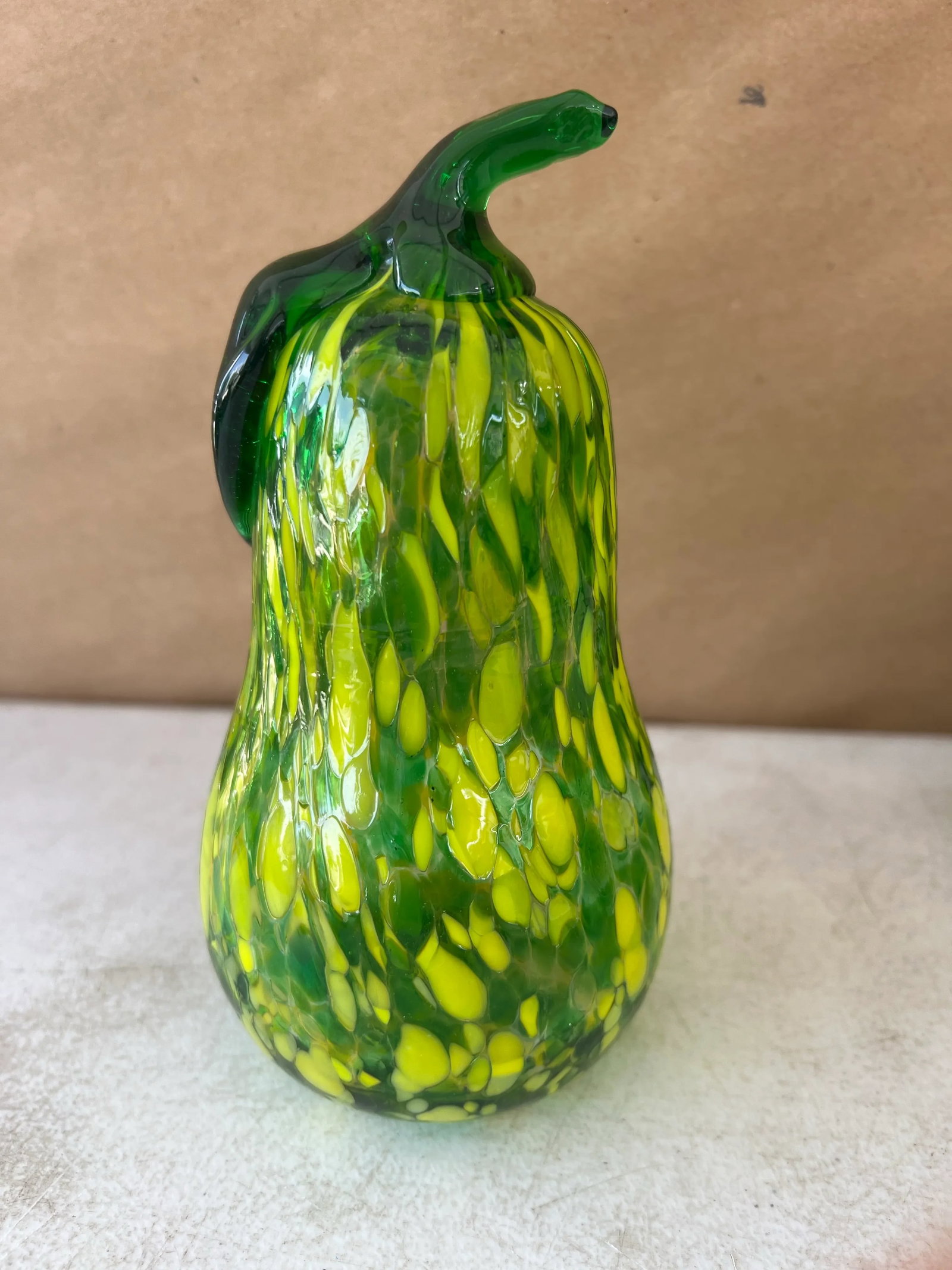Vintage Glass Blown Swirled & Crackled Figure Pear / Squah - 2