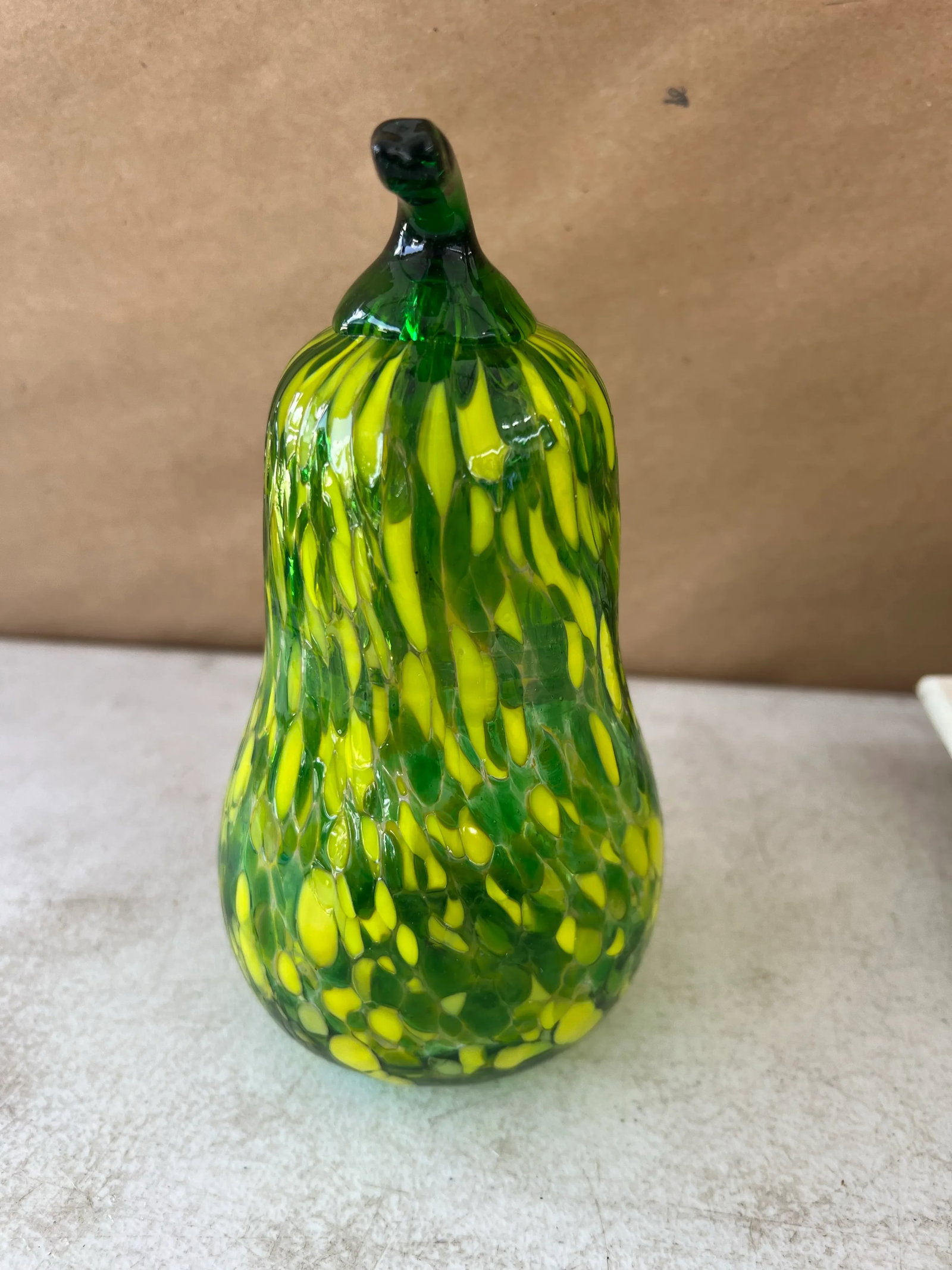 Vintage Glass Blown Swirled & Crackled Figure Pear / Squah - 3