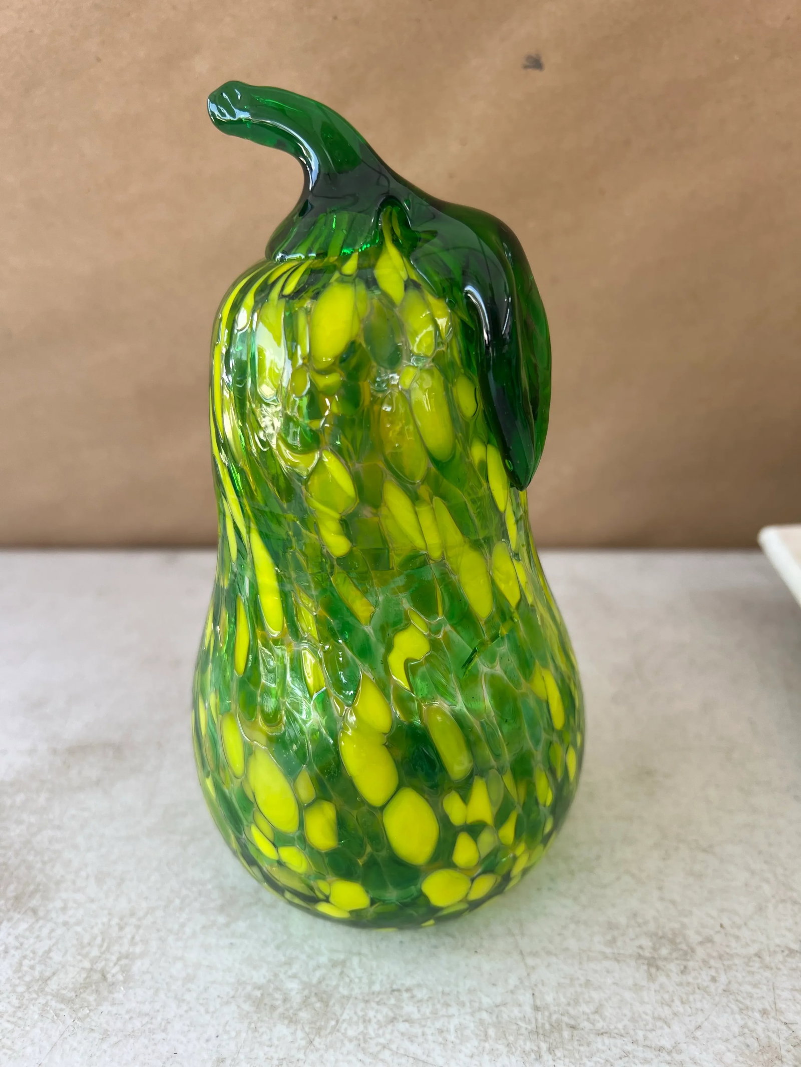 Vintage Glass Blown Swirled & Crackled Figure Pear / Squah - 7
