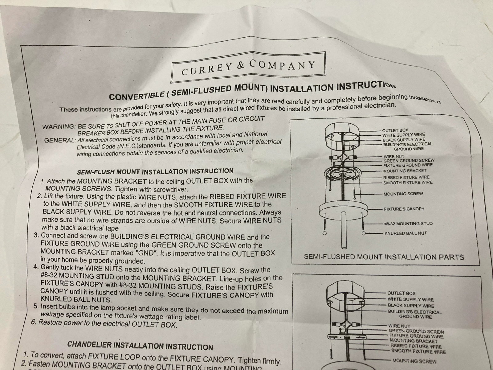 Currey & Company Iron Light Fixture - 8