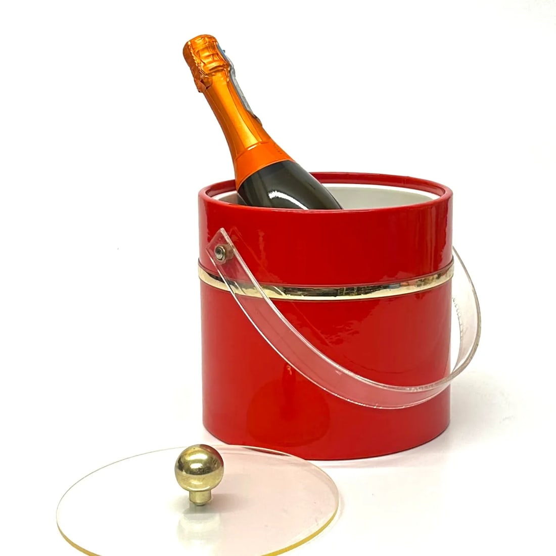 Engine Red & Gold-Trimmed Vintage Ice Bucket - 2