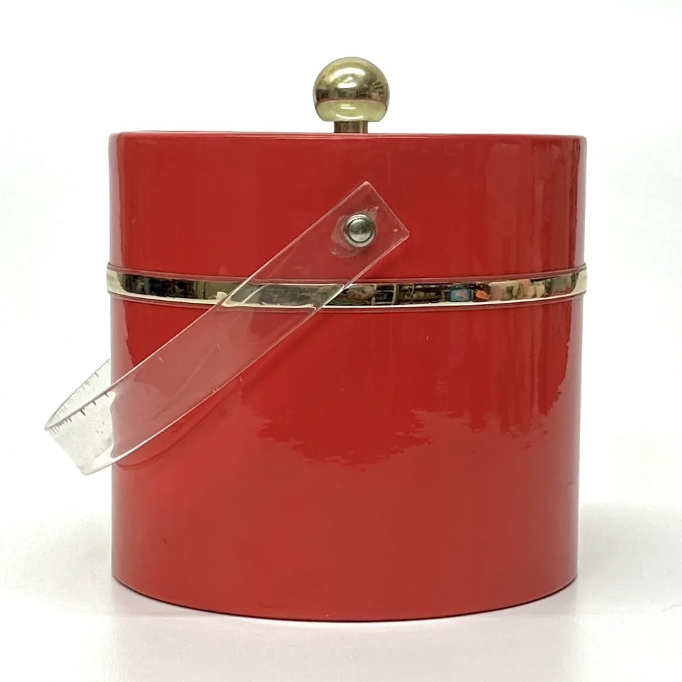 Engine Red & Gold-Trimmed Vintage Ice Bucket - 5