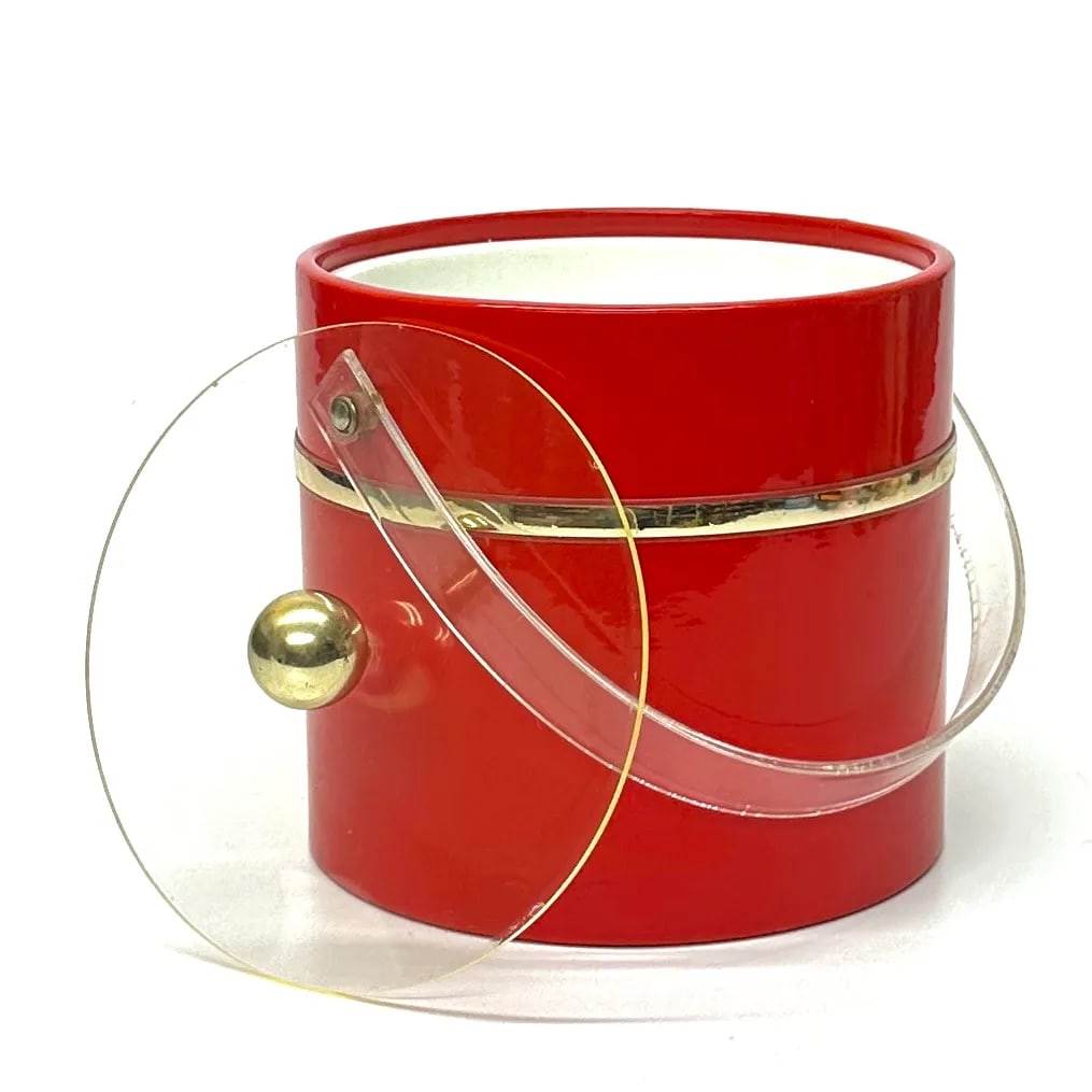 Engine Red & Gold-Trimmed Vintage Ice Bucket - 6