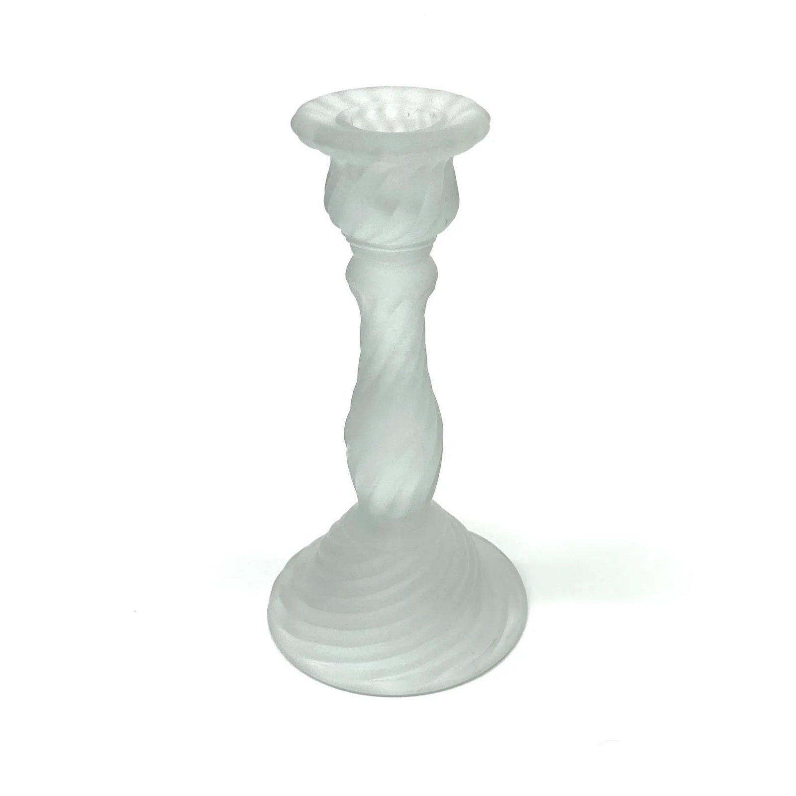 Vintage Eclectic Frosted Glass Candle Holder Curation - Group of 5 - 7