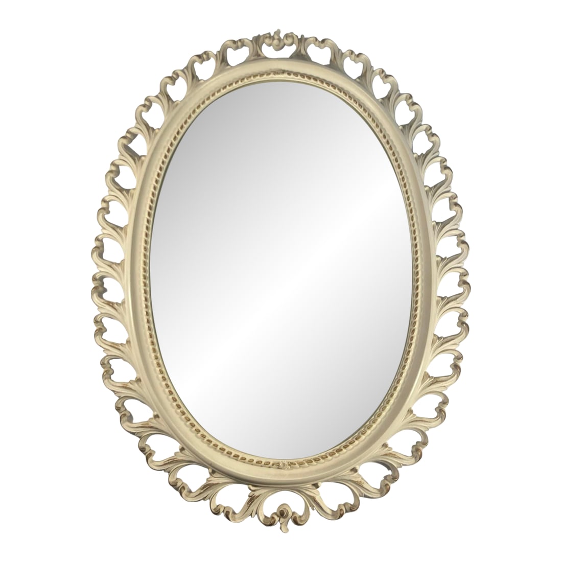 1964 Syroco Mirror White Oval Acrylic Gold Accent French Provincial: Vtg 1964 Syroco White Oval Acrylic Mirror Gold Accent French Provincial 25 x 18 This vintage 1964 Syroco 4910 white oval acrylic mirror with gold accents features a French Provincial style, perfect