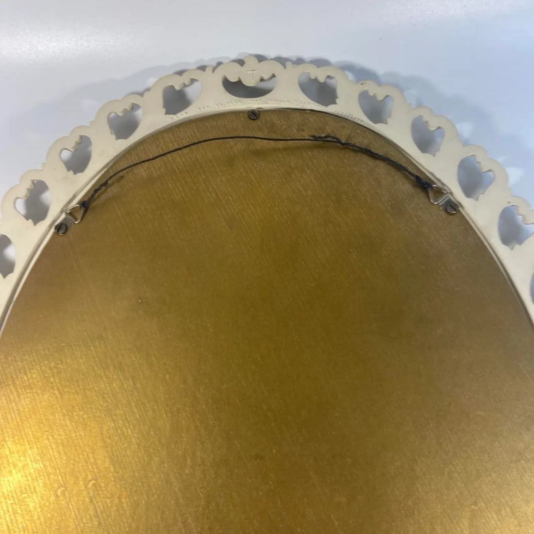 1964 Syroco Mirror White Oval Acrylic Gold Accent French Provincial - 4