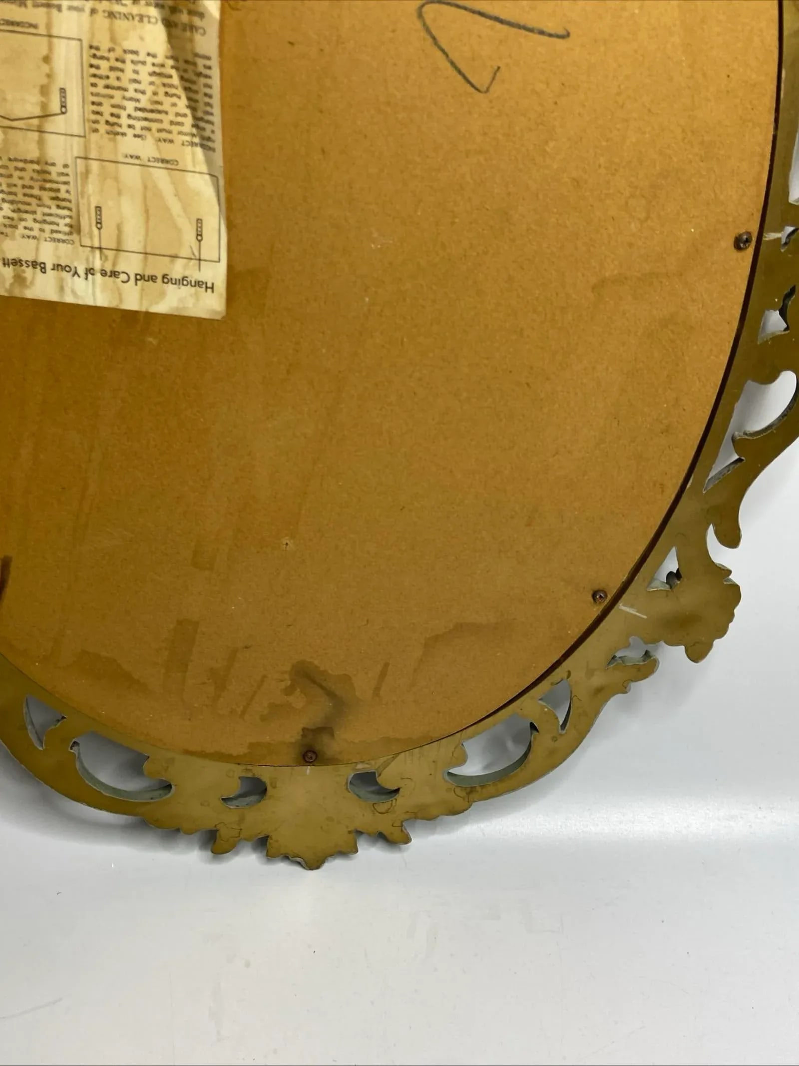 Vintage Bassett Oval Mirror Ornate Victorian Hollywood Regency Gray Resin - 10