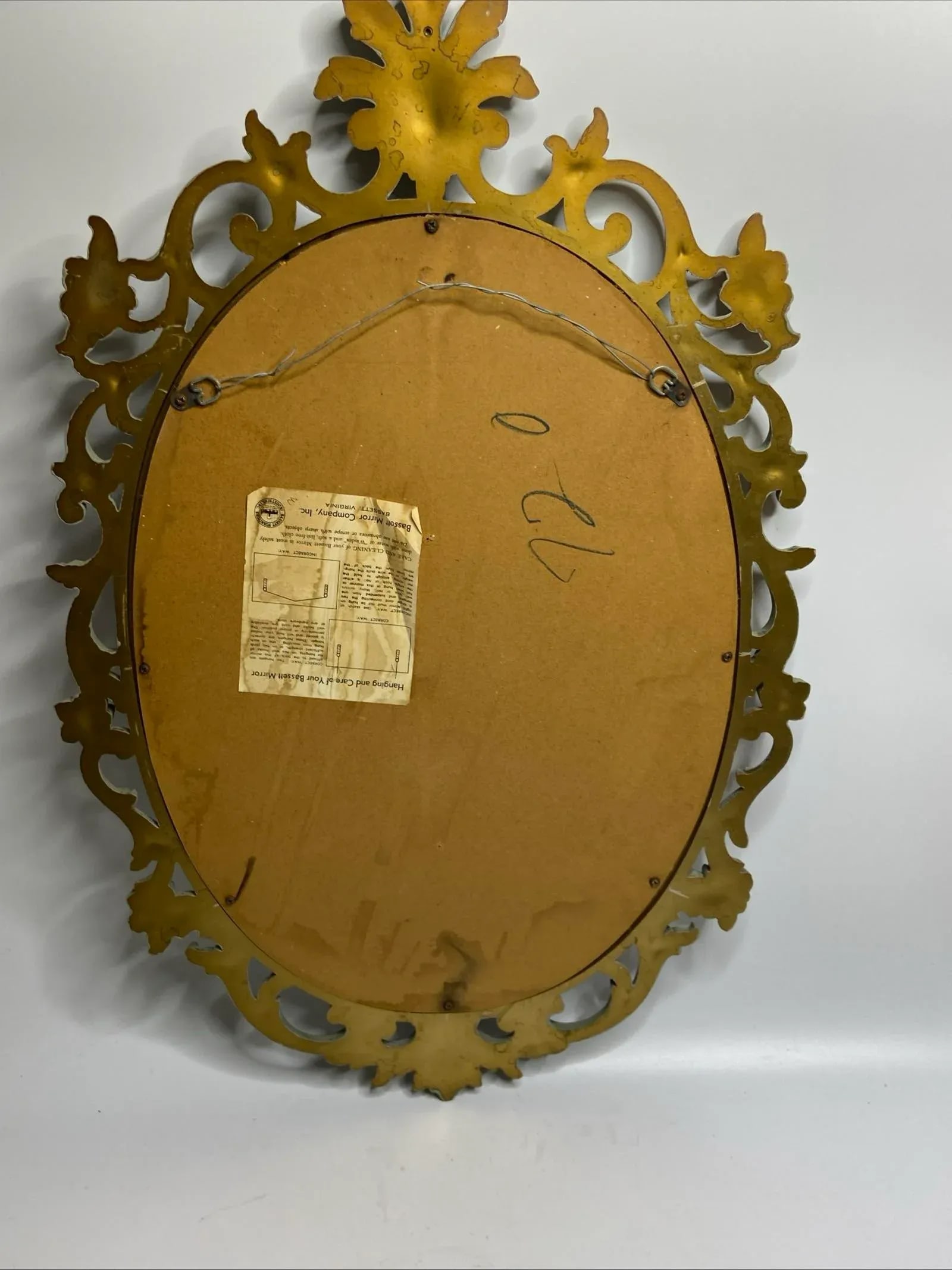 Vintage Bassett Oval Mirror Ornate Victorian Hollywood Regency Gray Resin - 8